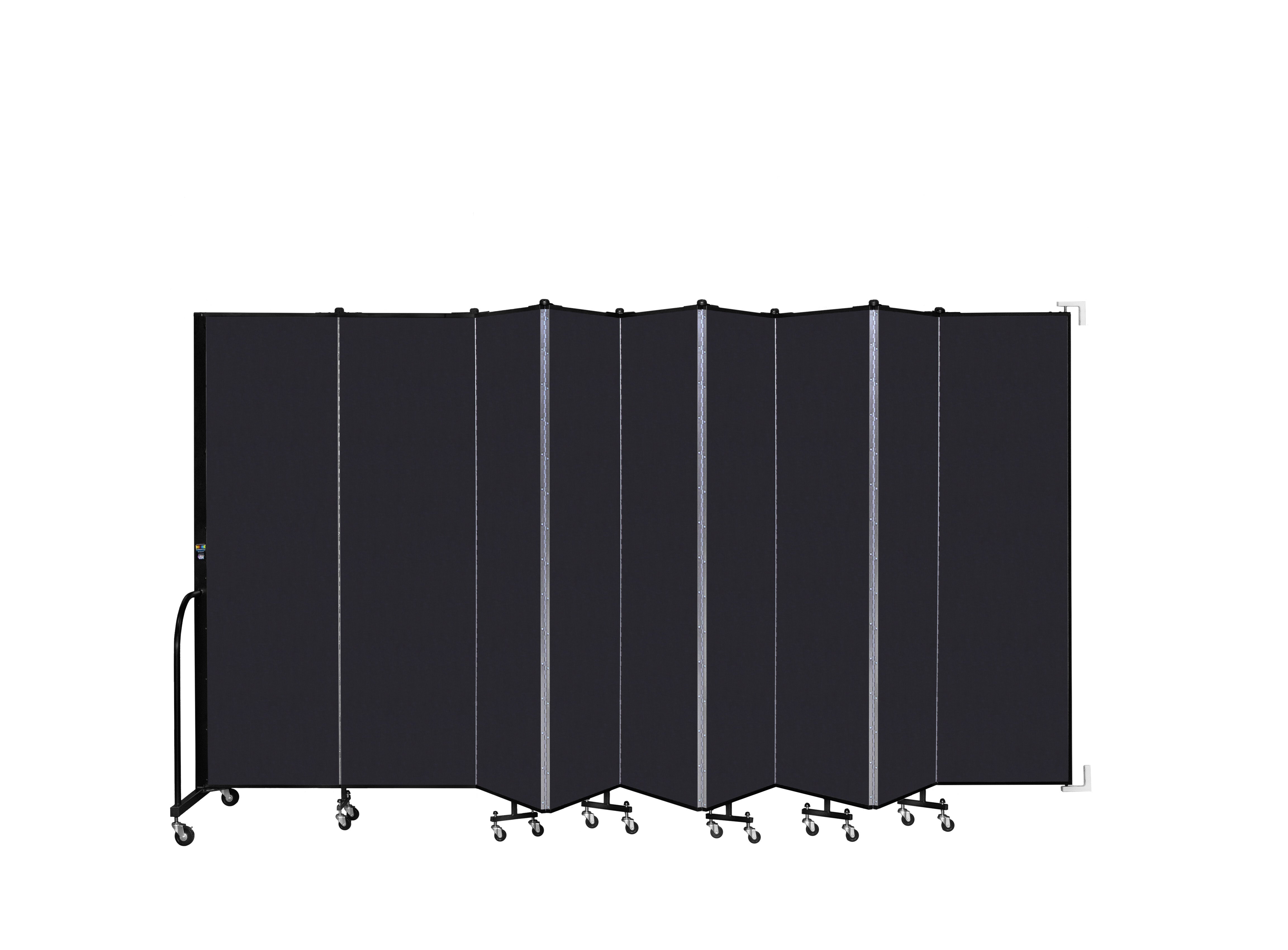 Wallmount Room Divider - 6' 8"H x 16' 6"L - 9 Panel, Black, Fabric