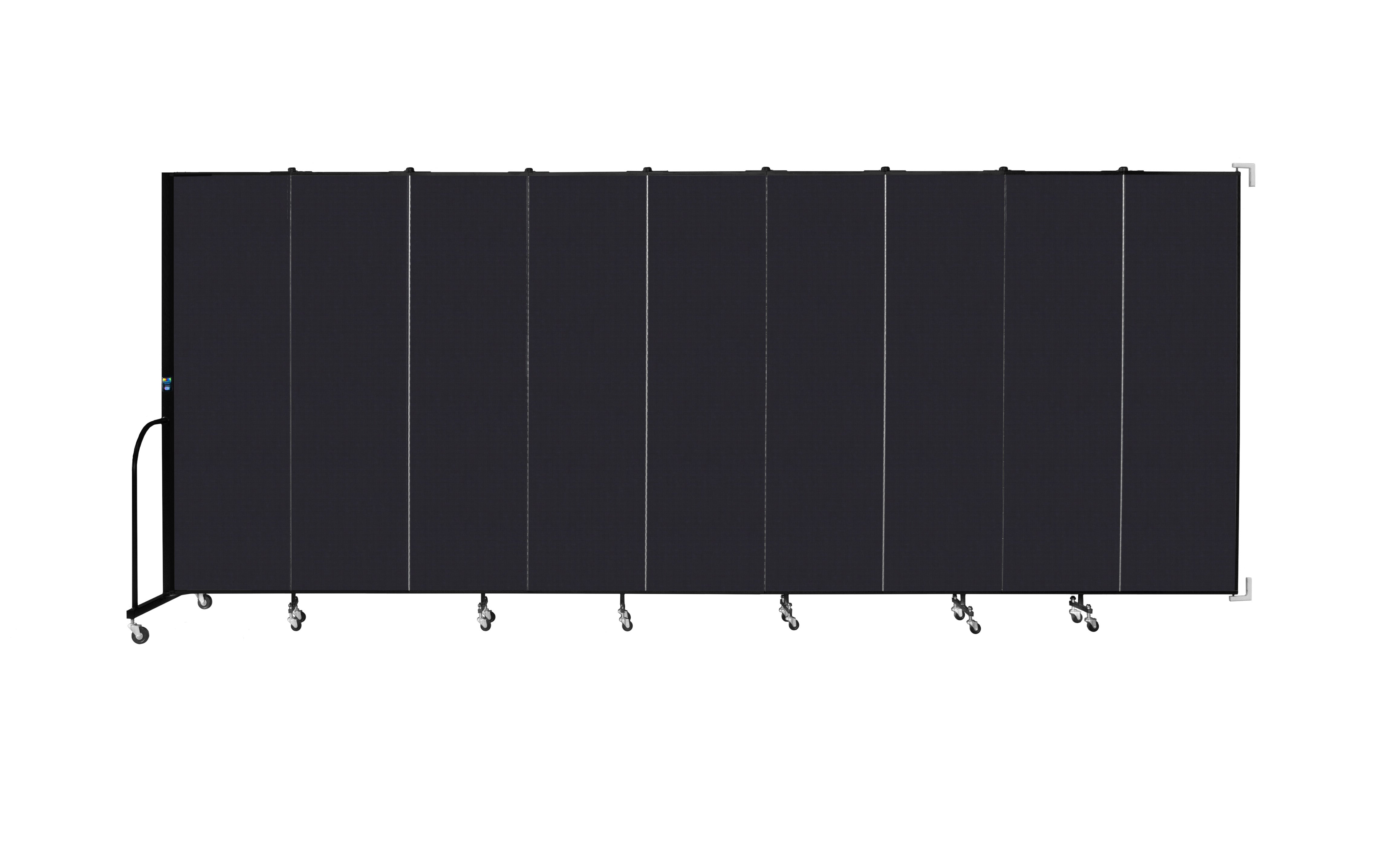 Wallmount Room Divider - 6' 8"H x 16' 6"L - 9 Panel, Black, Fabric