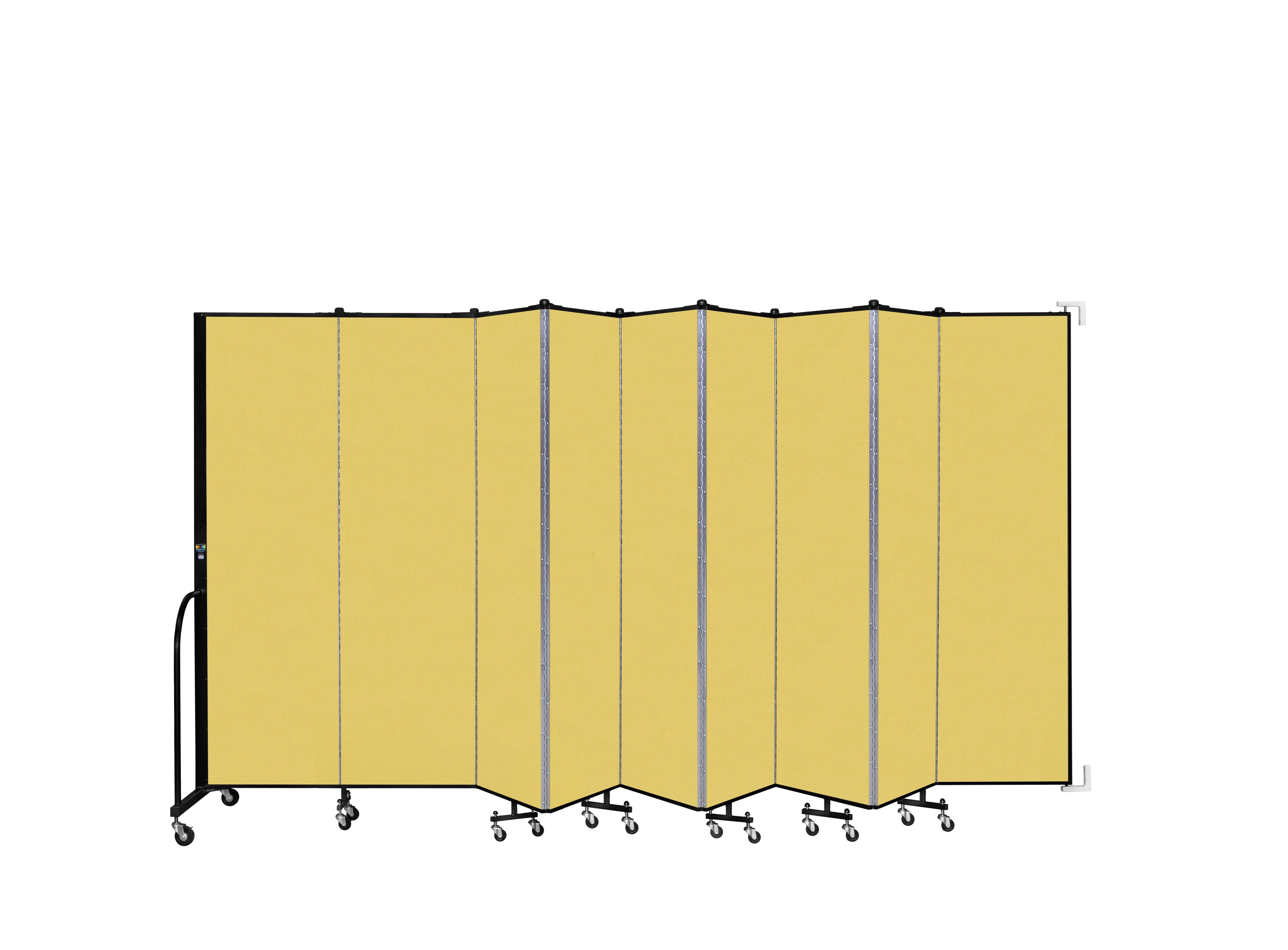 Wallmount Room Divider - 6' 8"H x 16' 6"L - 9 Panel, Primary Yellow, Fabric