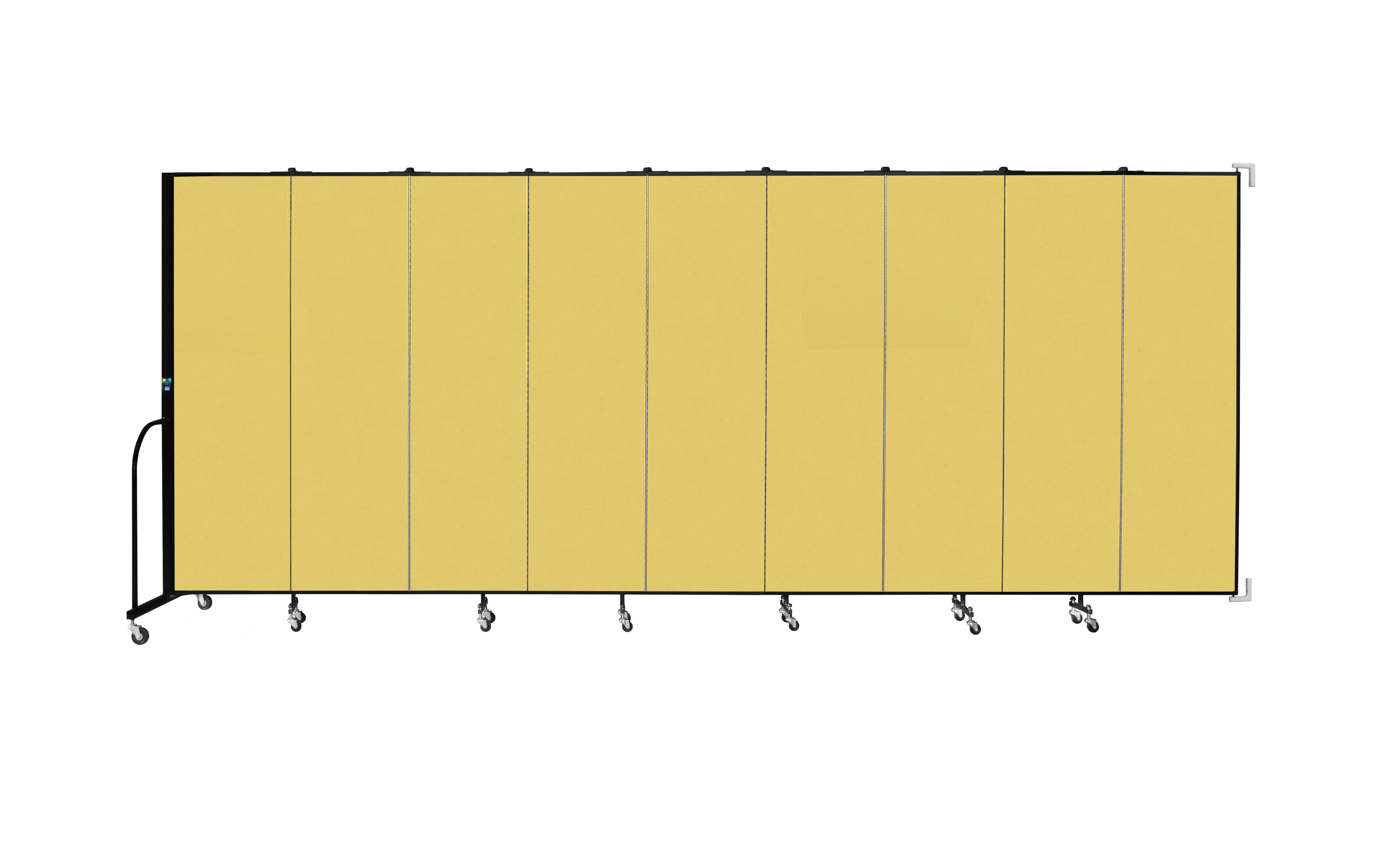 Wallmount Room Divider - 6' 8"H x 16' 6"L - 9 Panel, Primary Yellow, Fabric