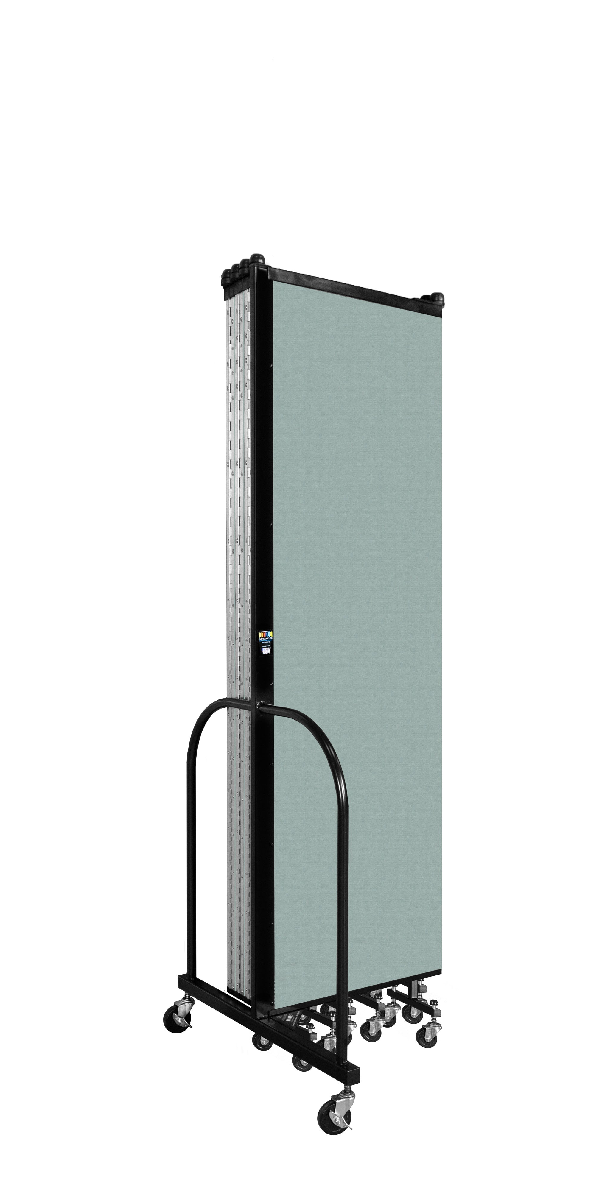 Wallmount Room Divider - 6' 8"H x 16' 6"L - 9 Panel, Sea Green, Fabric