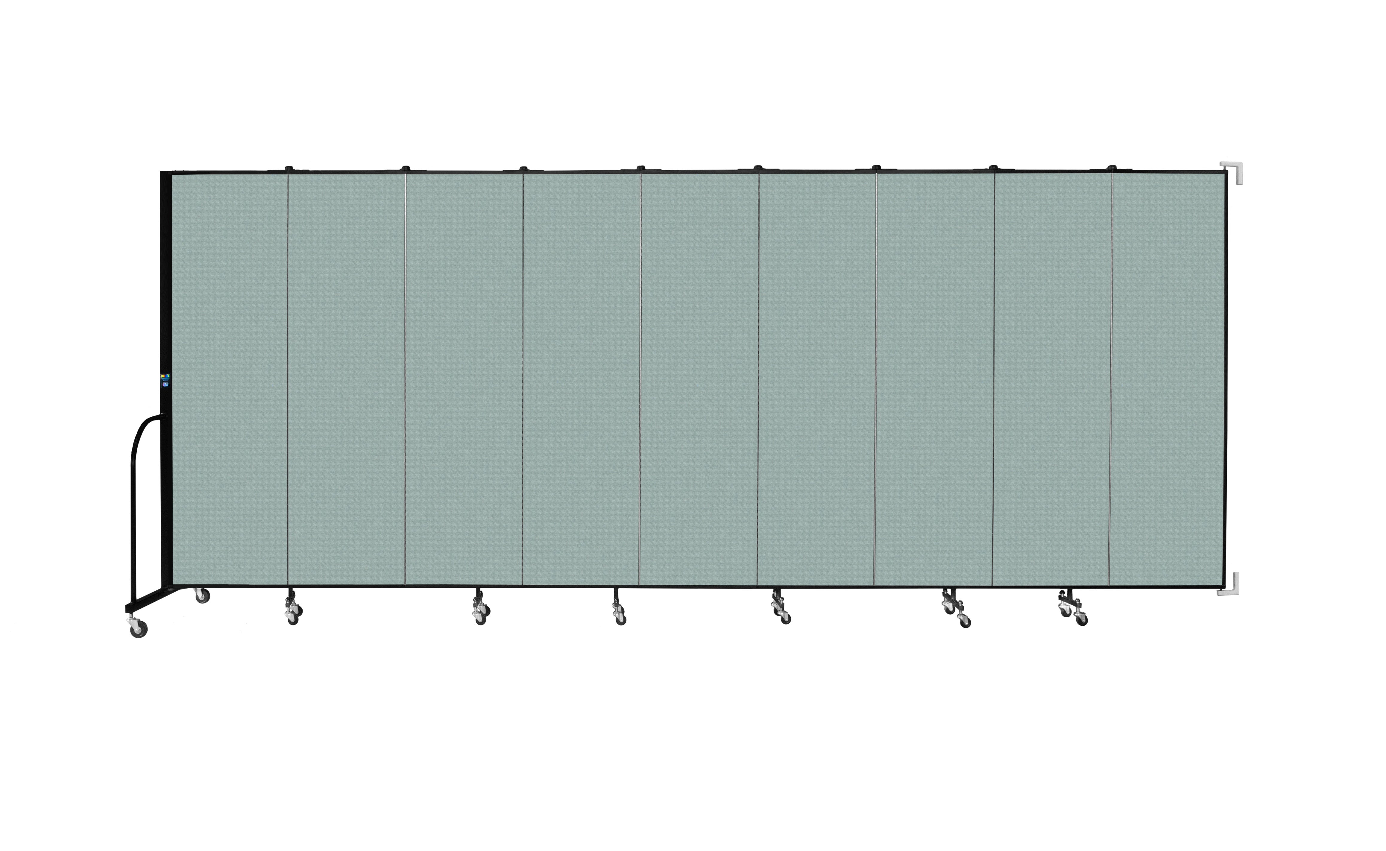 Wallmount Room Divider - 6' 8"H x 16' 6"L - 9 Panel, Sea Green, Fabric
