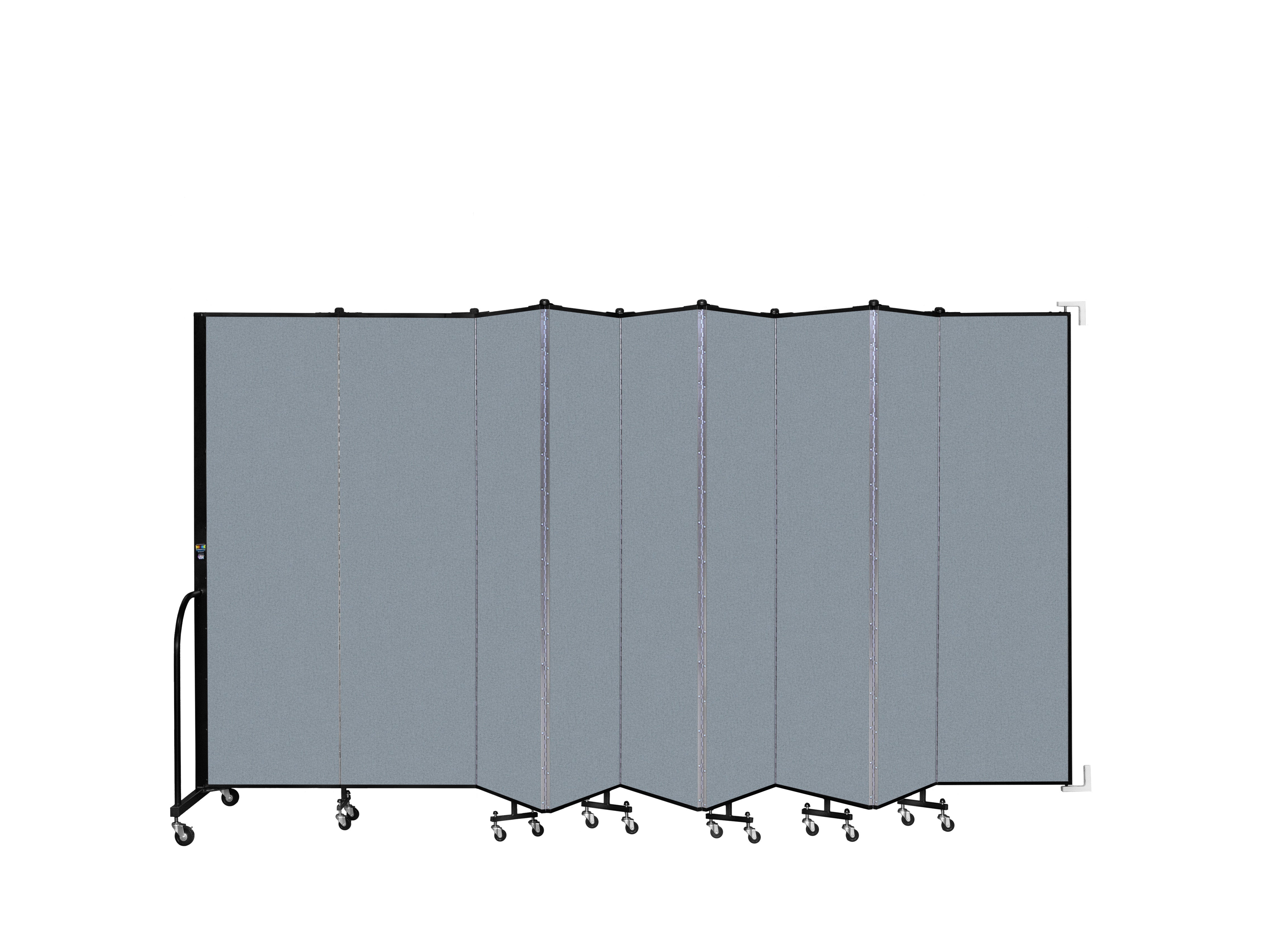 Wallmount Room Divider - 6' 8"H x 16' 6"L - 9 Panel, Blue Tide, Vinyl