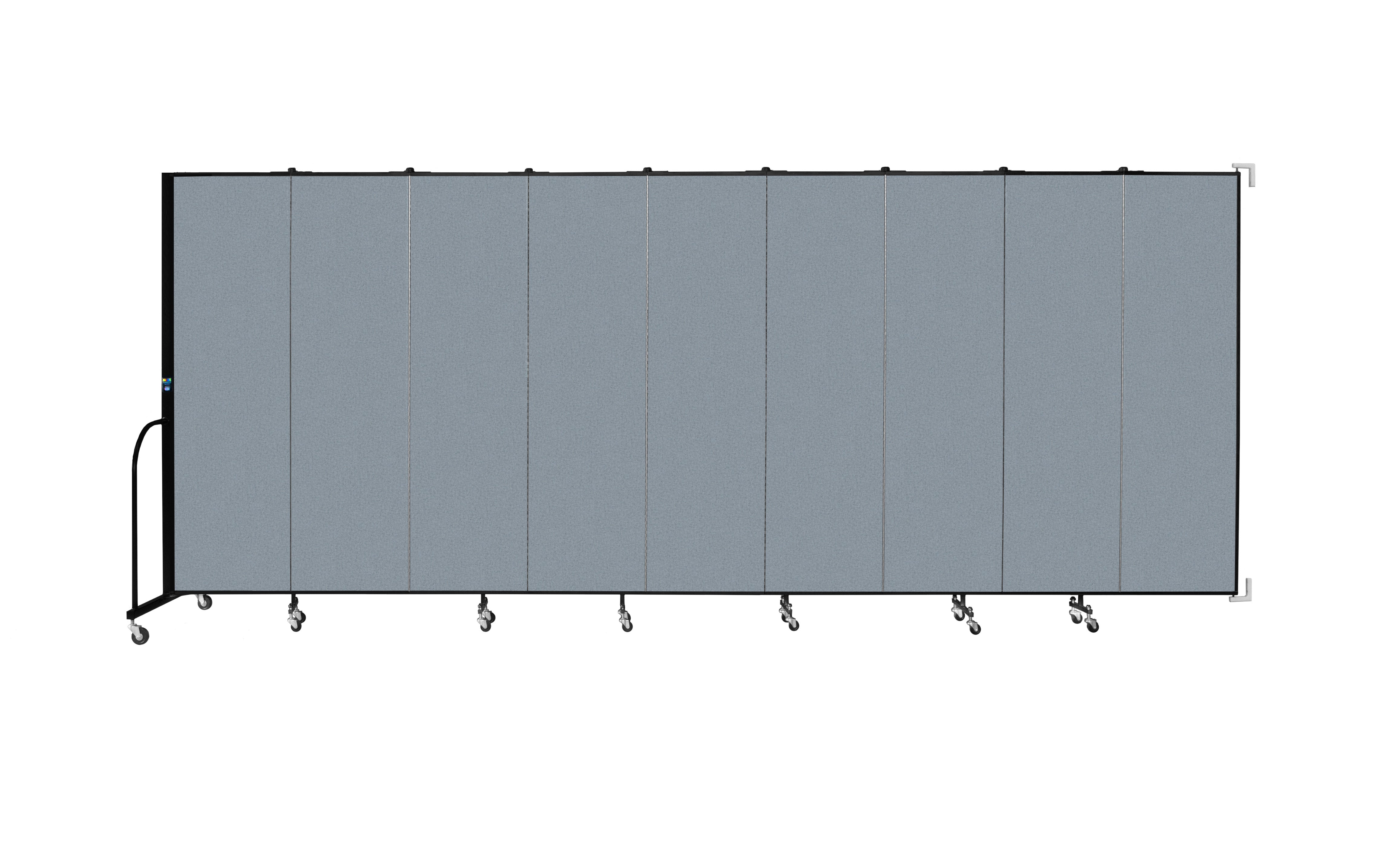 Wallmount Room Divider - 6' 8"H x 16' 6"L - 9 Panel, Blue Tide, Vinyl