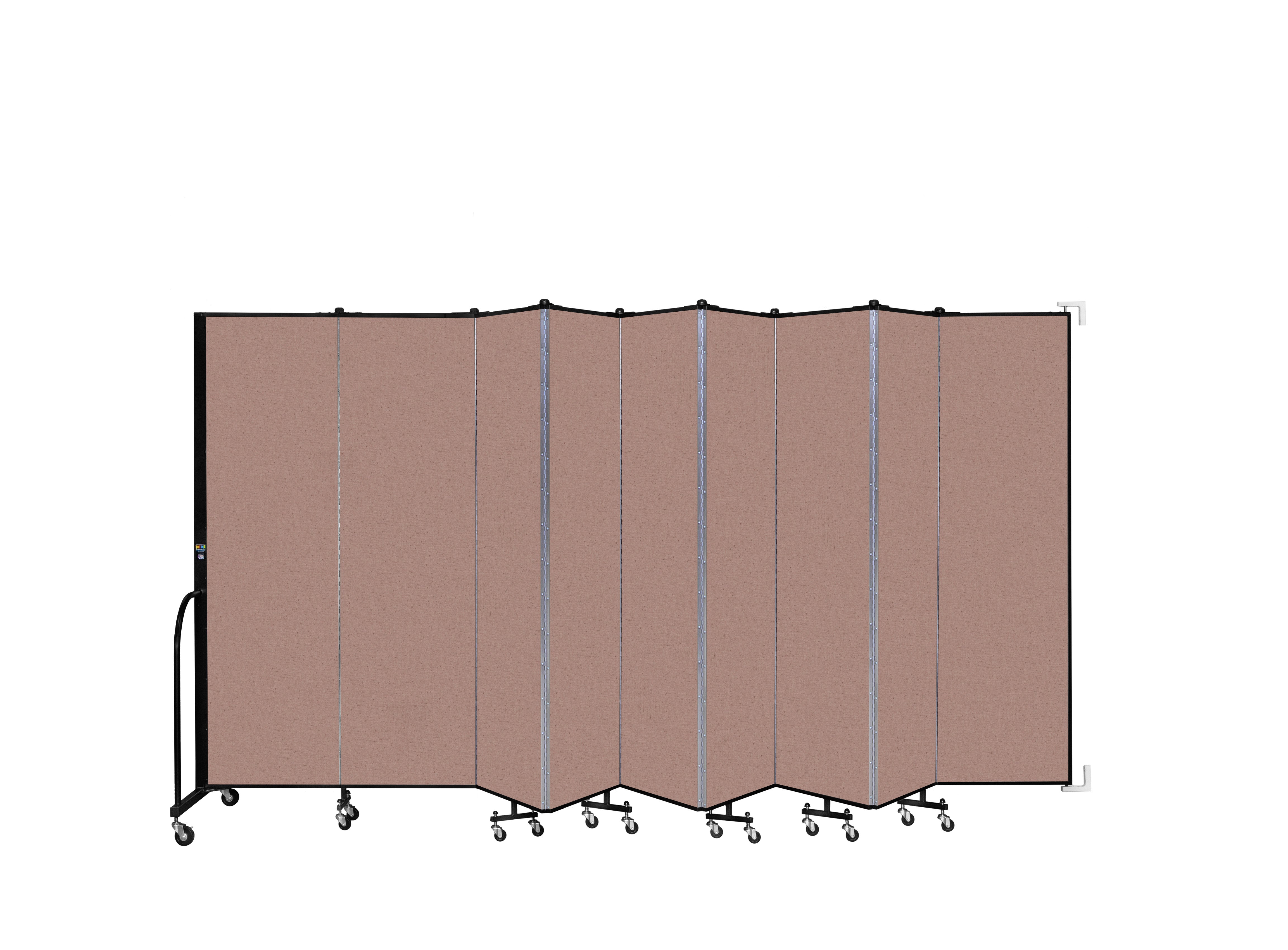 Wallmount Room Divider - 6' 8"H x 16' 6"L - 9 Panel, Rasberry, Vinyl