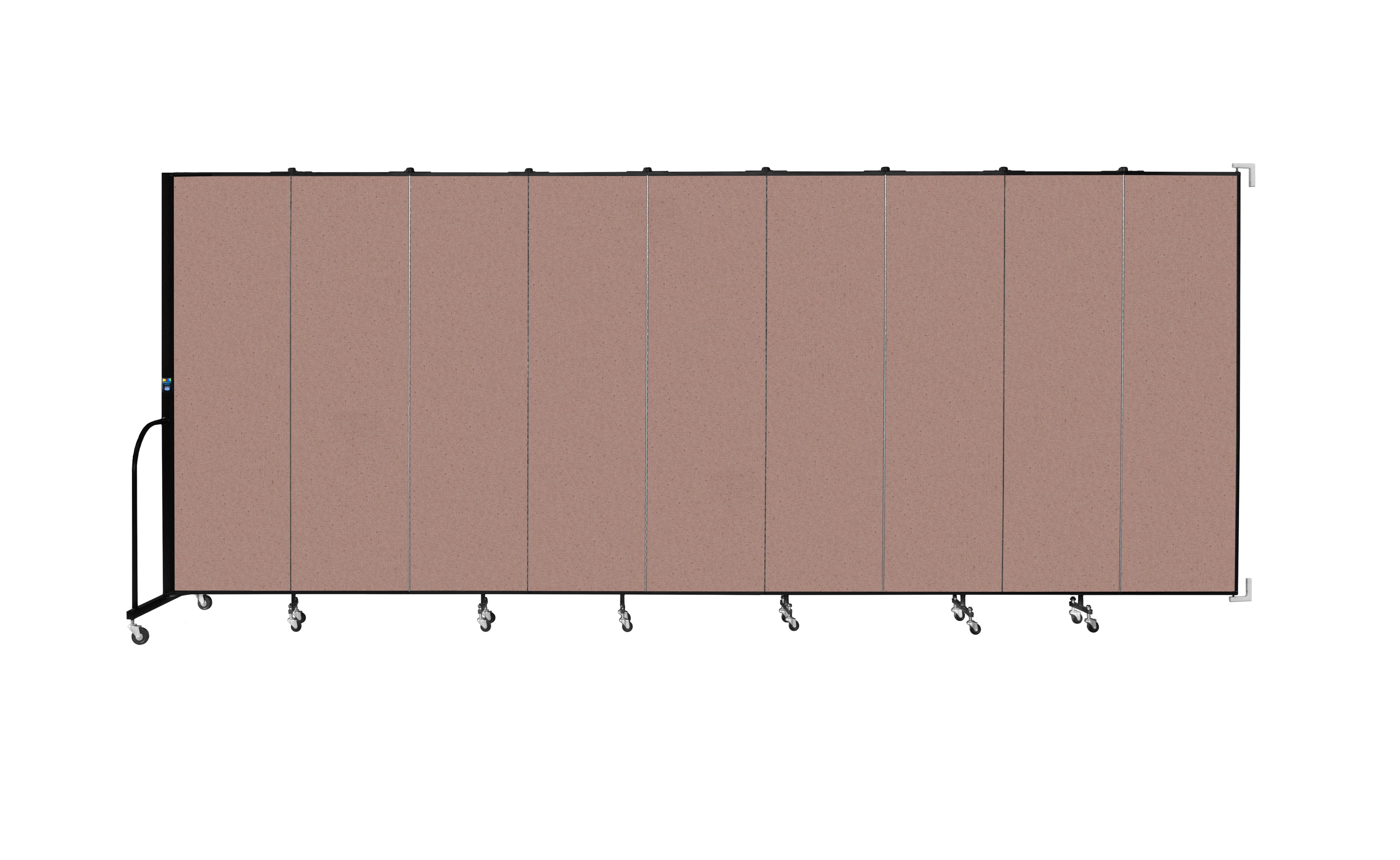 Wallmount Room Divider - 6' 8"H x 16' 6"L - 9 Panel, Rasberry, Vinyl