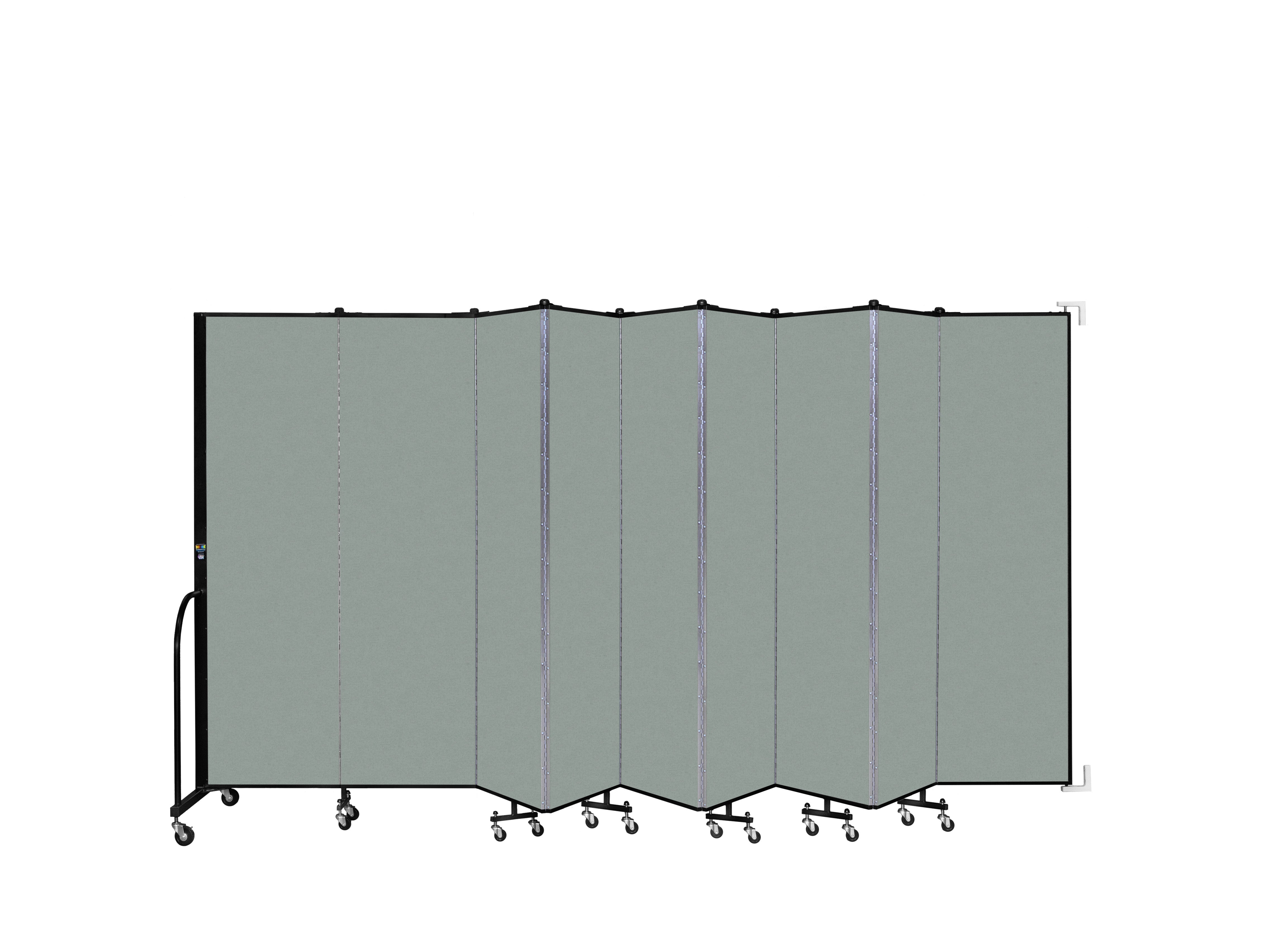 Wallmount Room Divider - 6' 8"H x 16' 6"L - 9 Panel, Mint, Vinyl