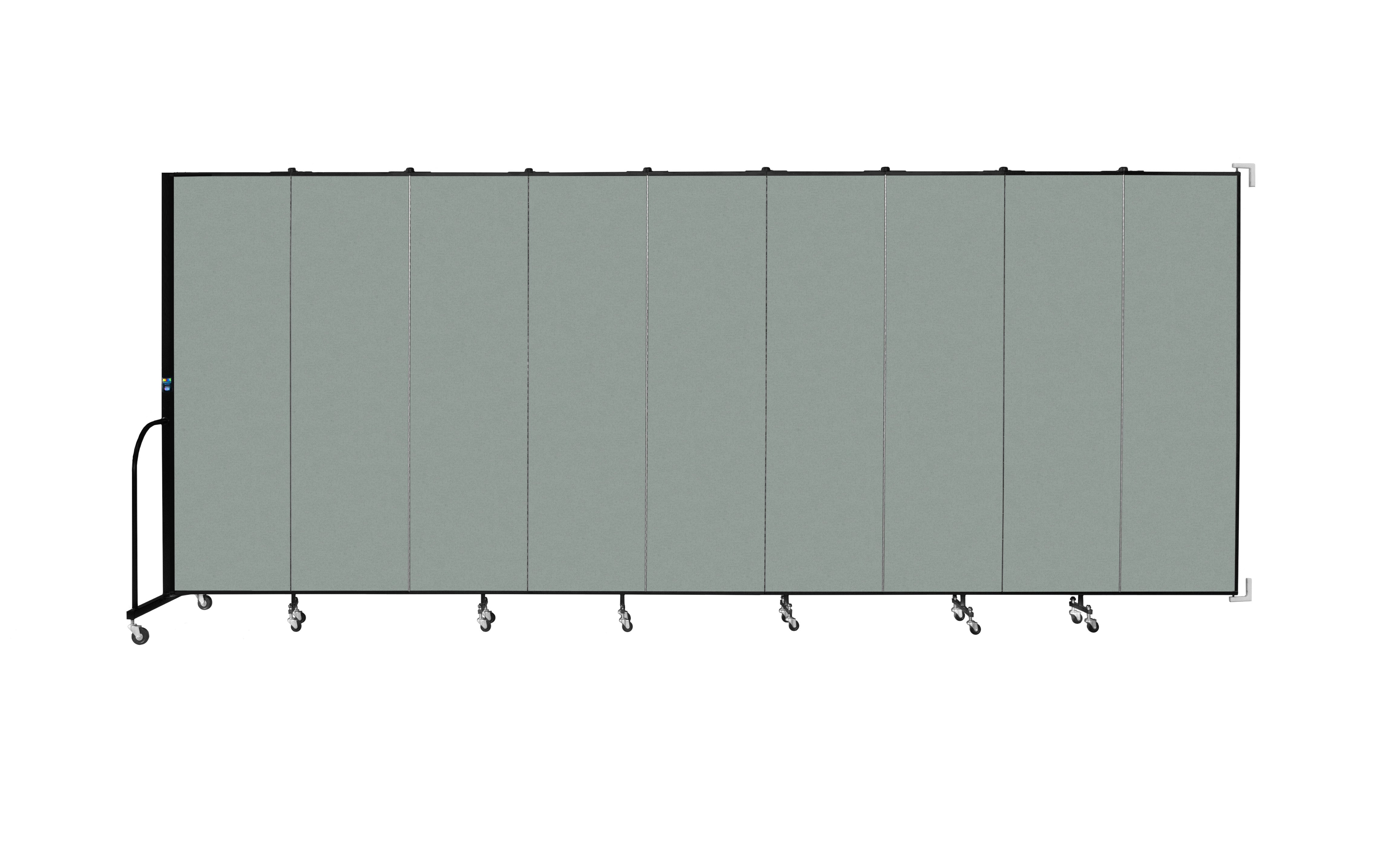 Wallmount Room Divider - 6' 8"H x 16' 6"L - 9 Panel, Mint, Vinyl