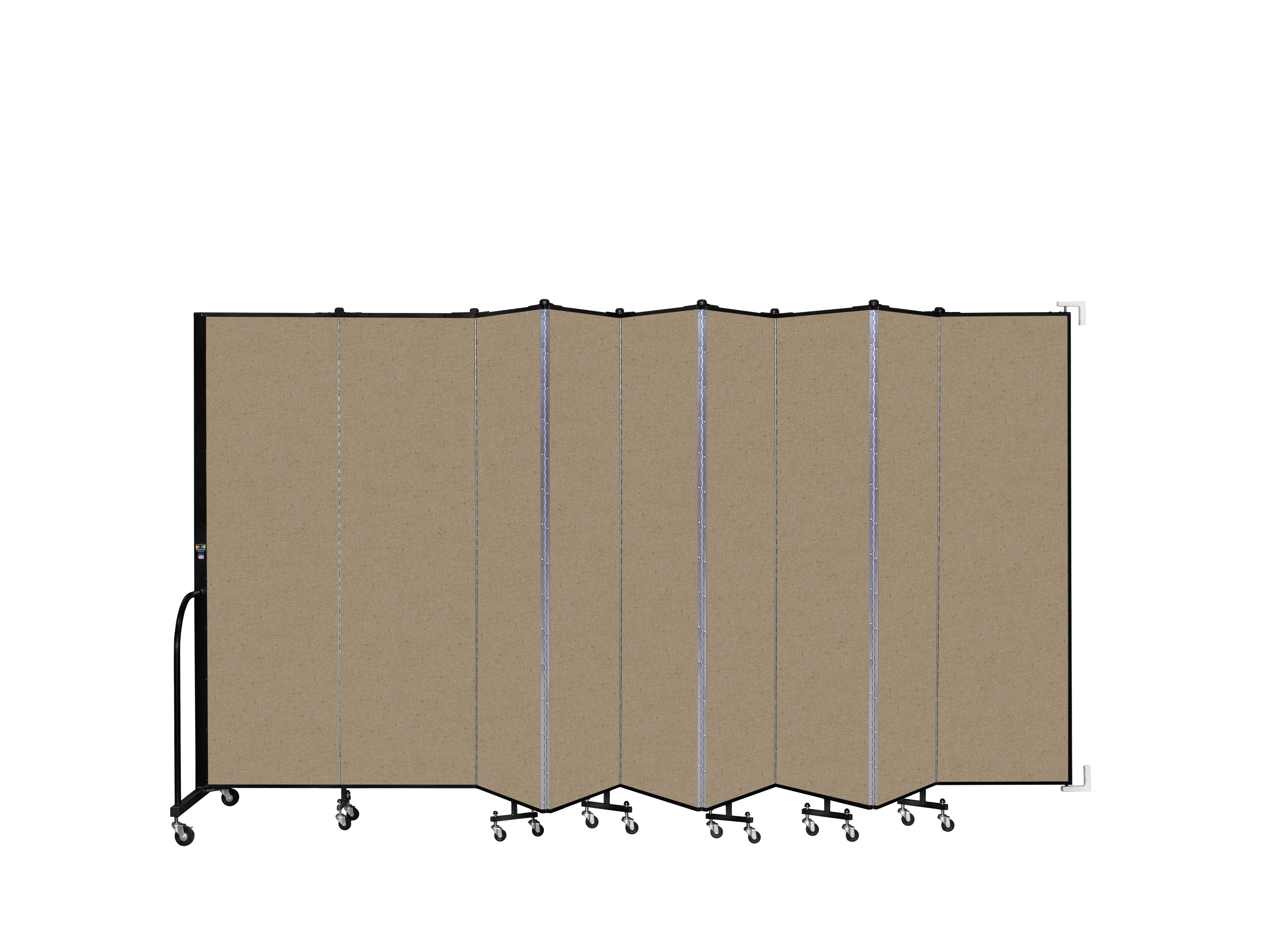 Wallmount Room Divider - 6' 8"H x 16' 6"L - 9 Panel, Sandalwood, Vinyl