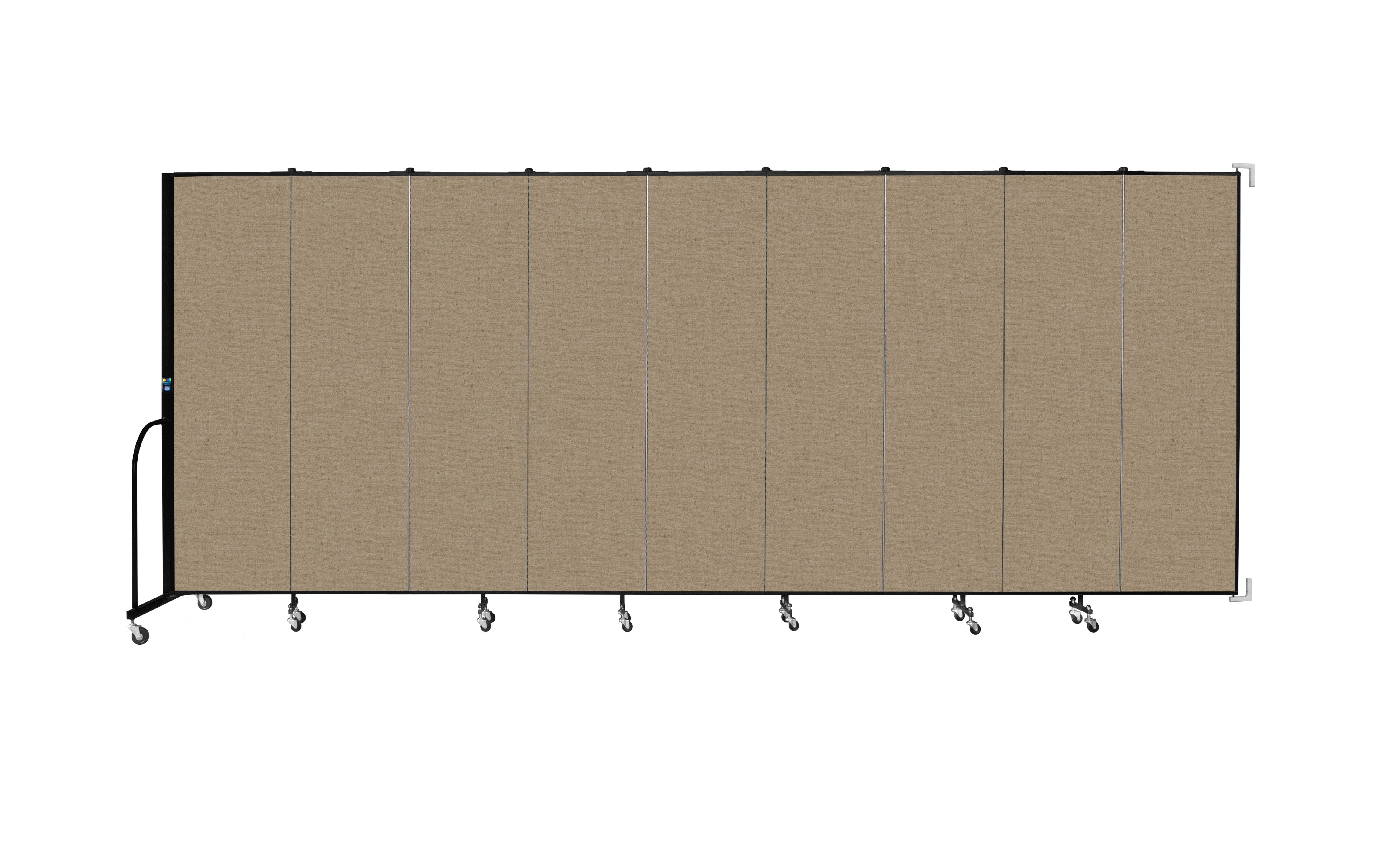 Wallmount Room Divider - 6' 8"H x 16' 6"L - 9 Panel, Sandalwood, Vinyl