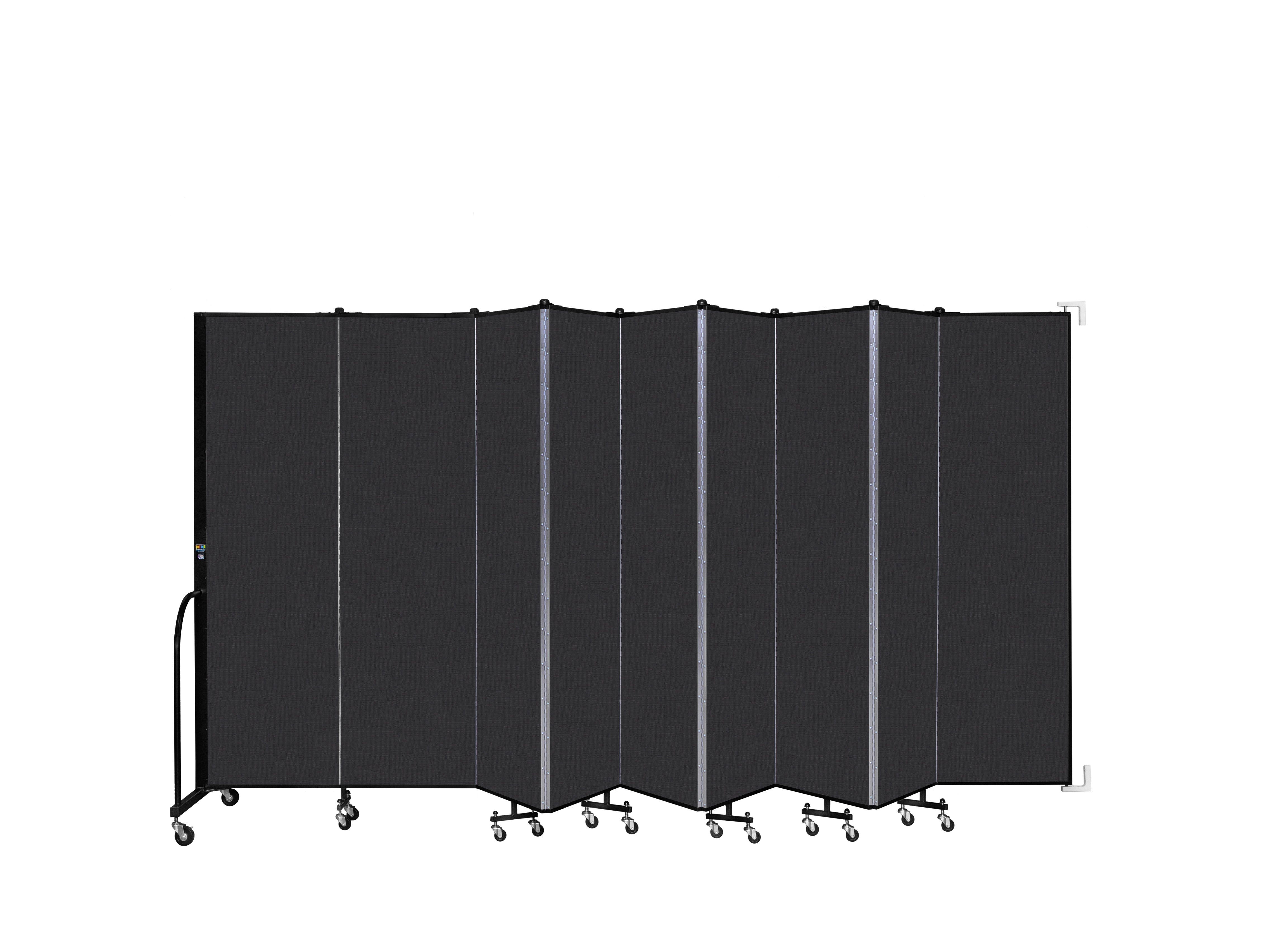 Wallmount Room Divider - 6' 8"H x 16' 6"L - 9 Panel, Coal, Vinyl