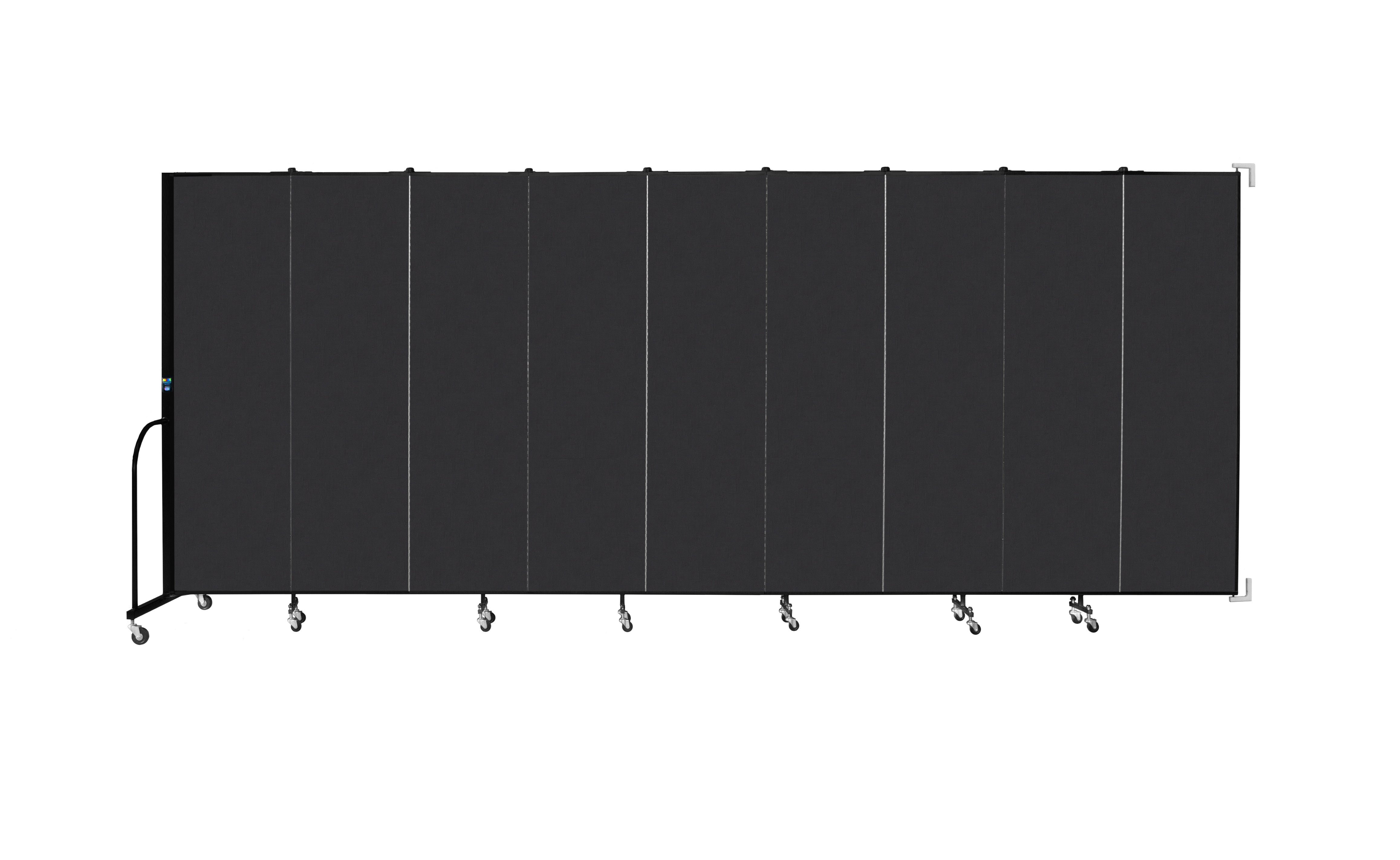 Wallmount Room Divider - 6' 8"H x 16' 6"L - 9 Panel, Coal, Vinyl