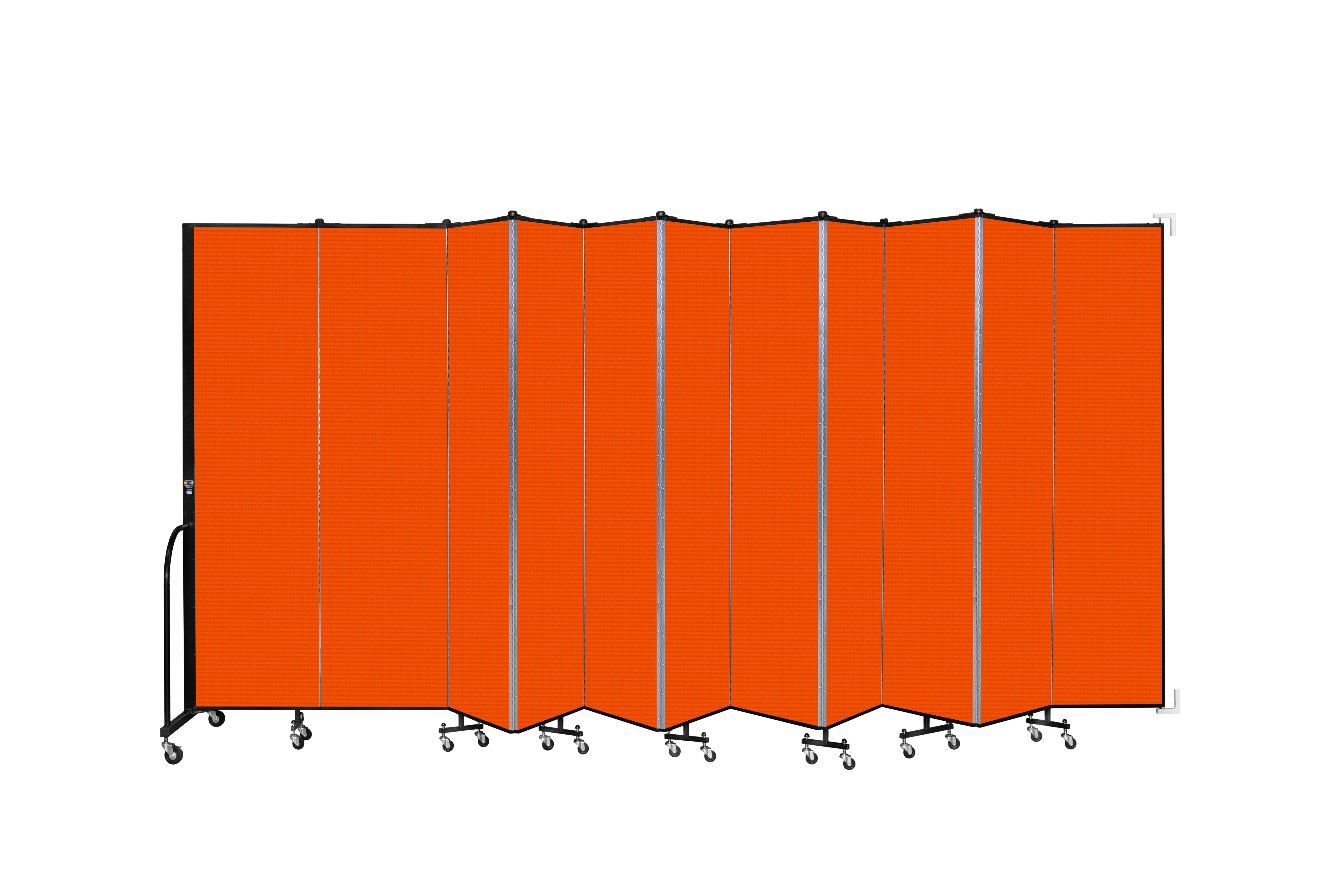 Wallmount Room Divider - 7' 4"H x 20' 2"L - 11 Panel, Orange, Fabric