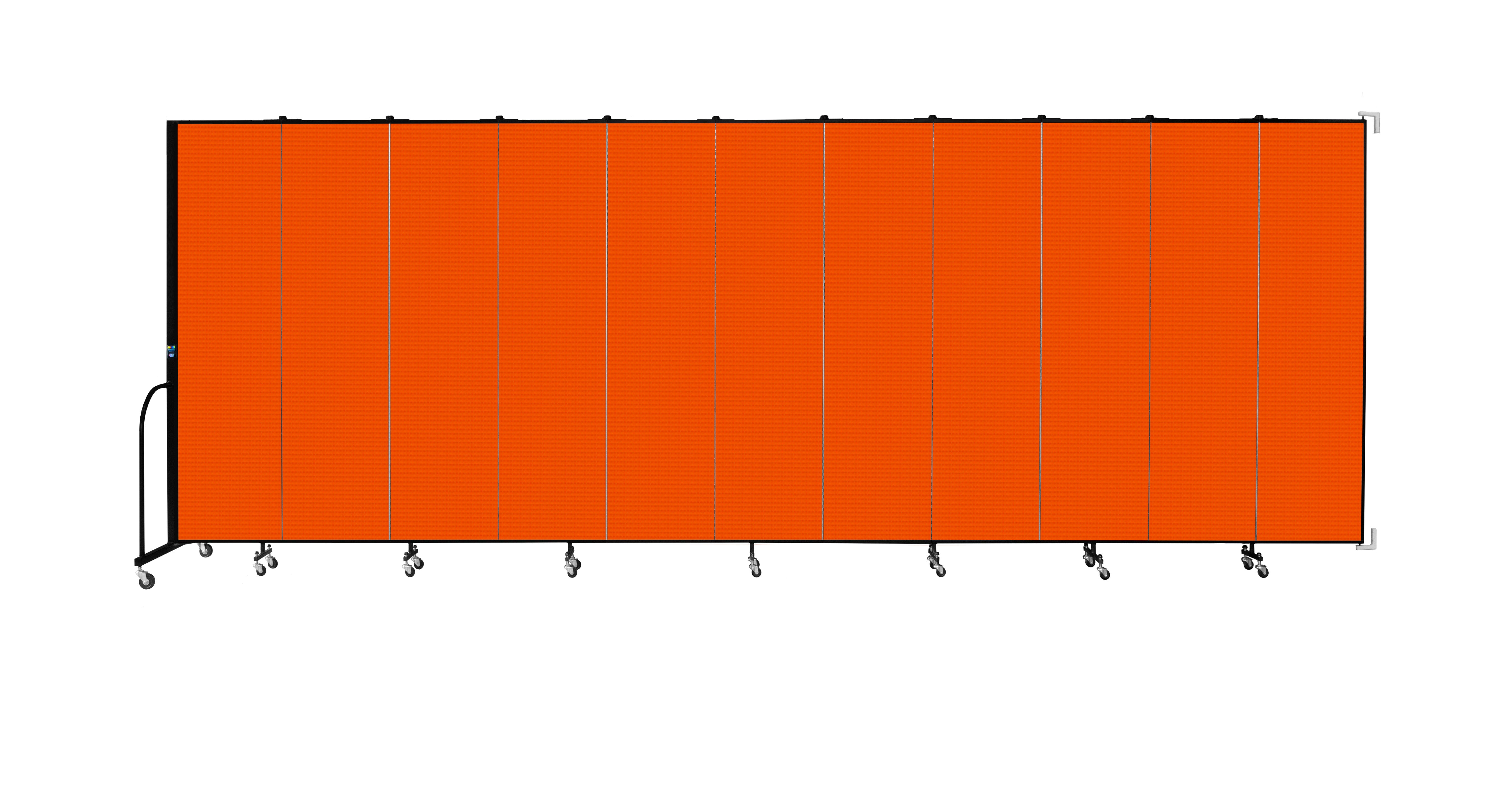 Wallmount Room Divider - 7' 4"H x 20' 2"L - 11 Panel, Orange, Fabric