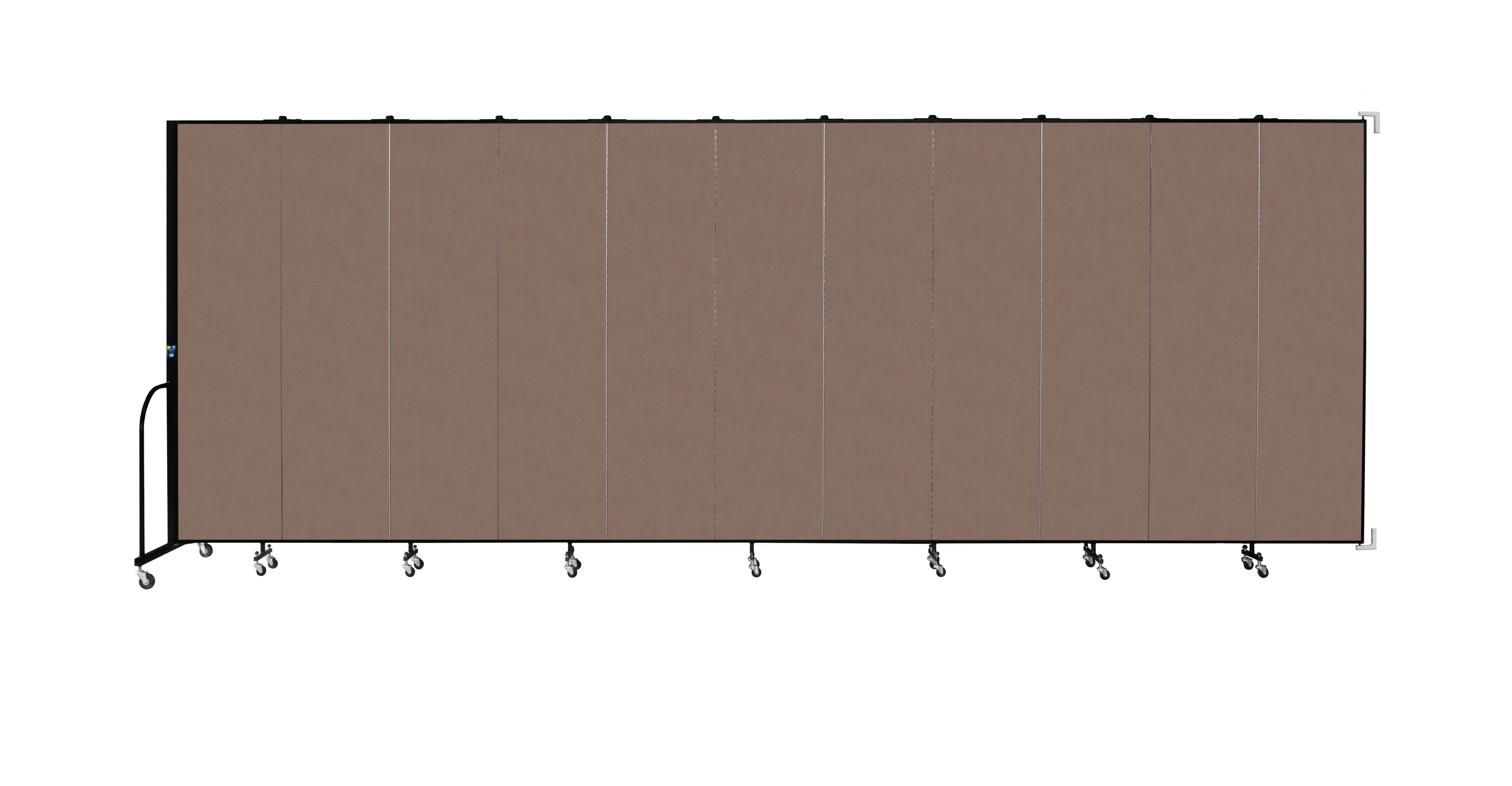 Wallmount Room Divider - 7' 4"H x 20' 2"L - 11 Panel, Walnut, Fabric