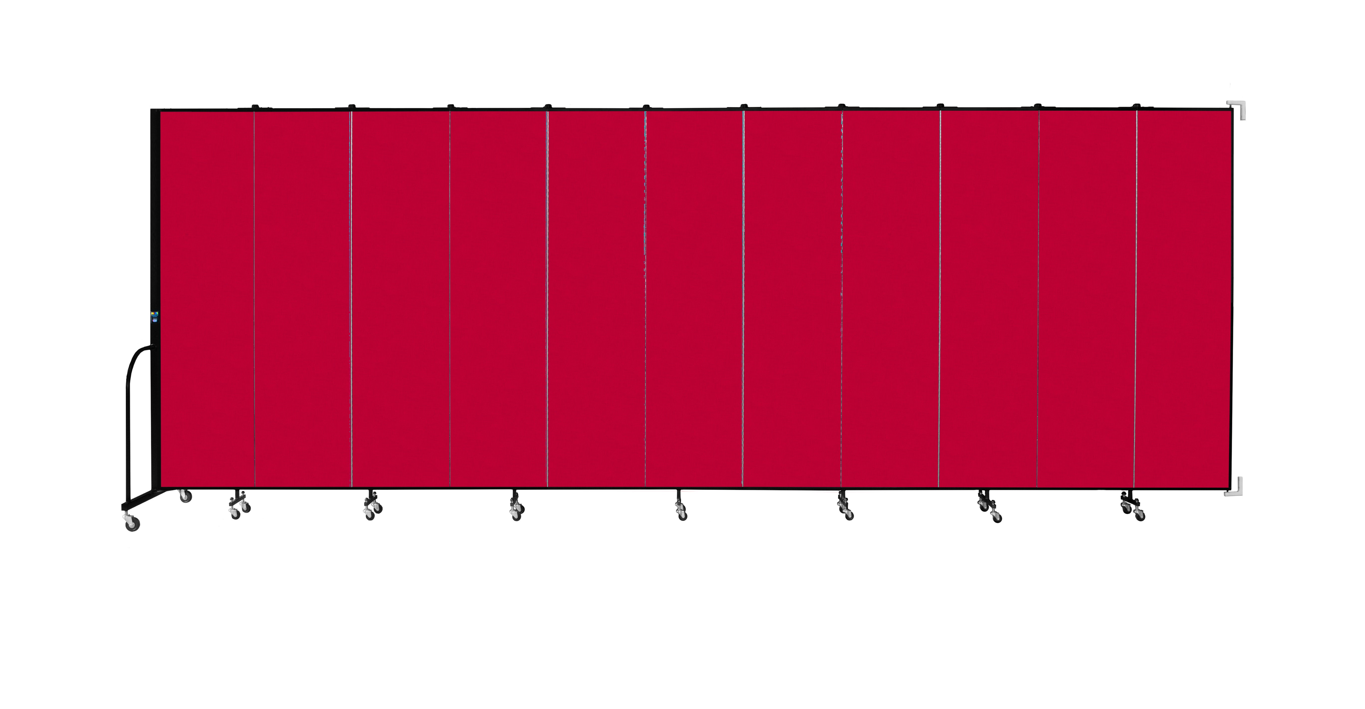 Wallmount Room Divider - 7' 4"H x 20' 2"L - 11 Panel, Primary Red, Fabric