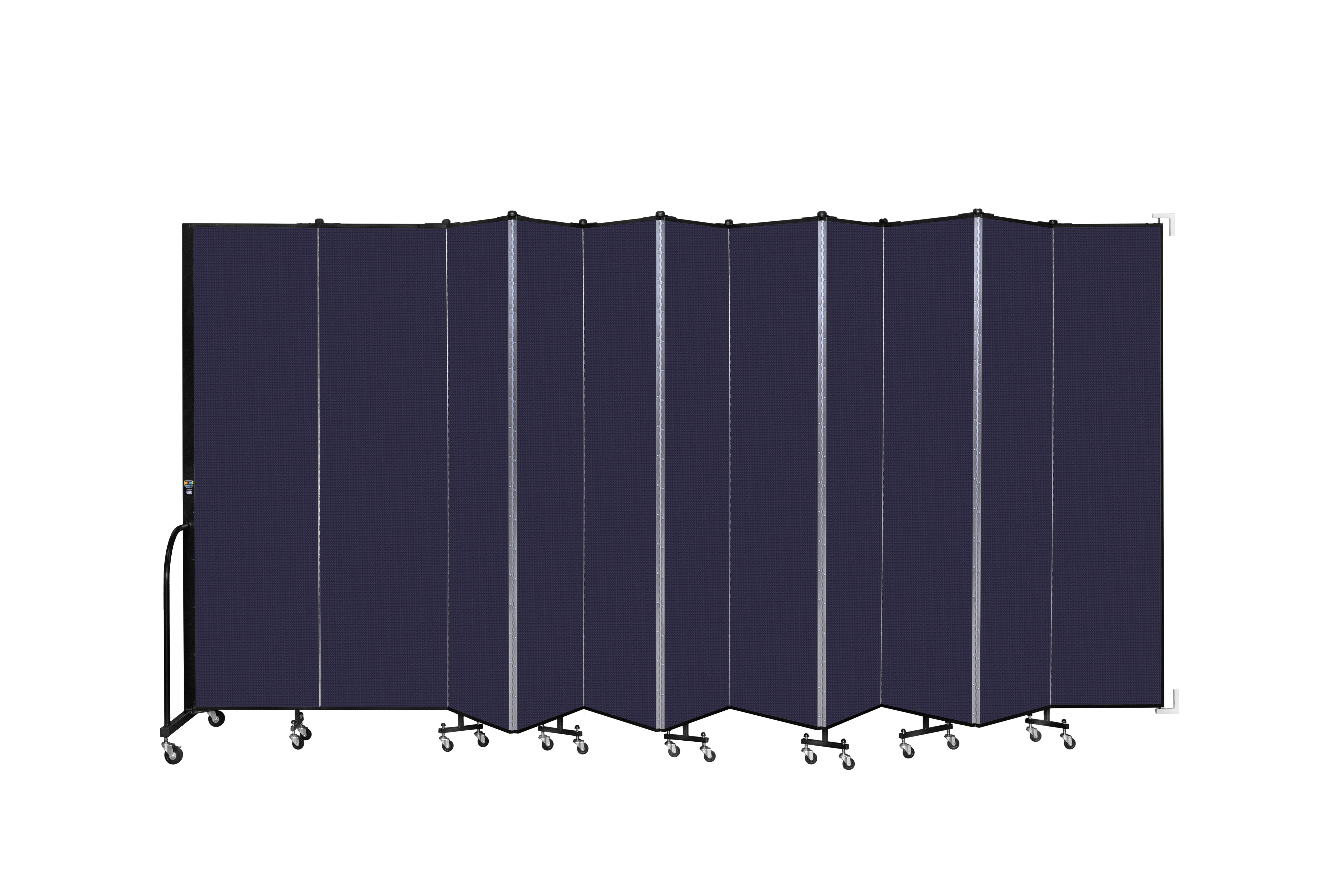 Wallmount Room Divider - 7' 4"H x 20' 2"L - 11 Panel, Navy, Fabric
