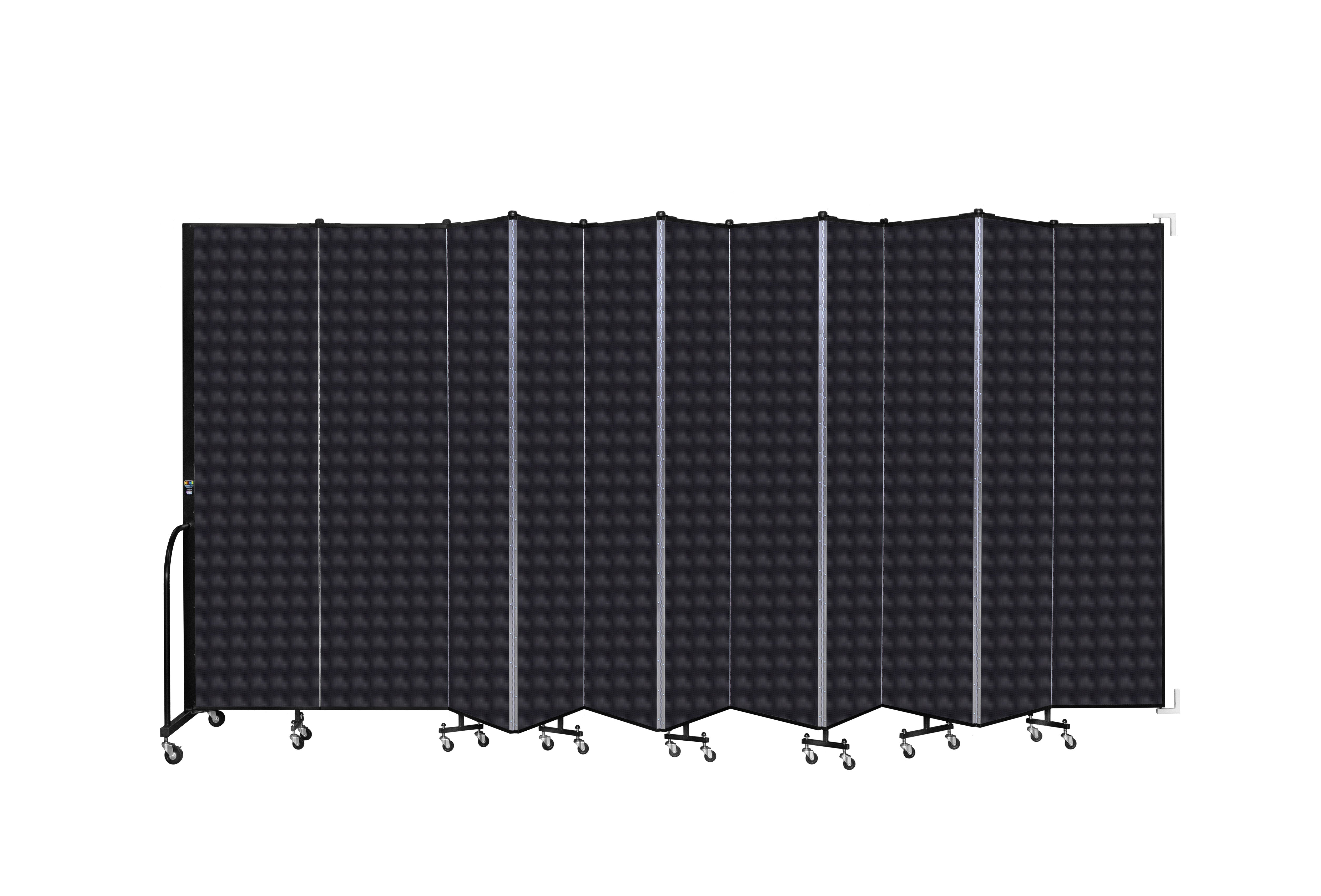 Wallmount Room Divider - 7' 4"H x 20' 2"L - 11 Panel, Black, Fabric