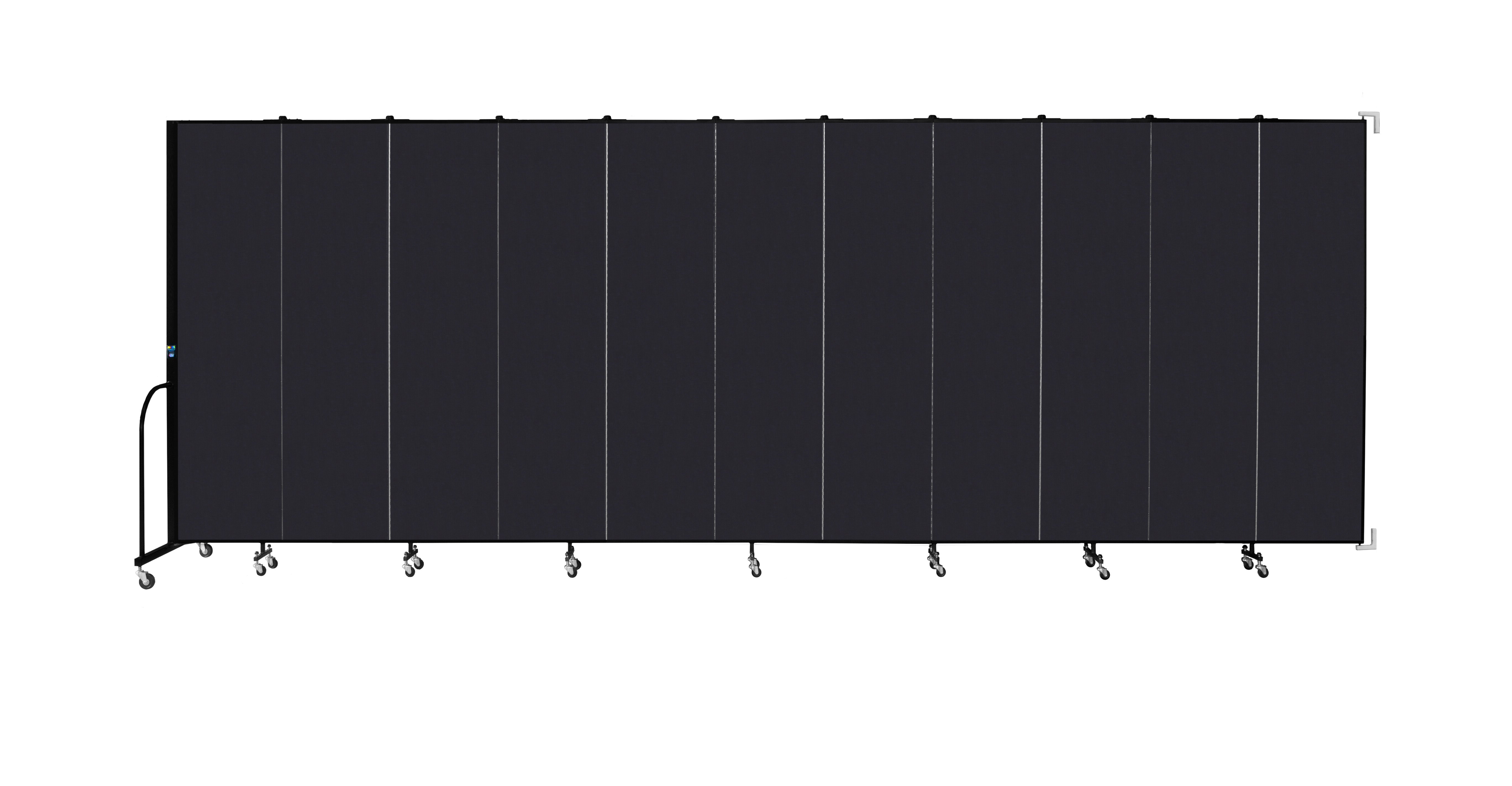 Wallmount Room Divider - 7' 4"H x 20' 2"L - 11 Panel, Black, Fabric