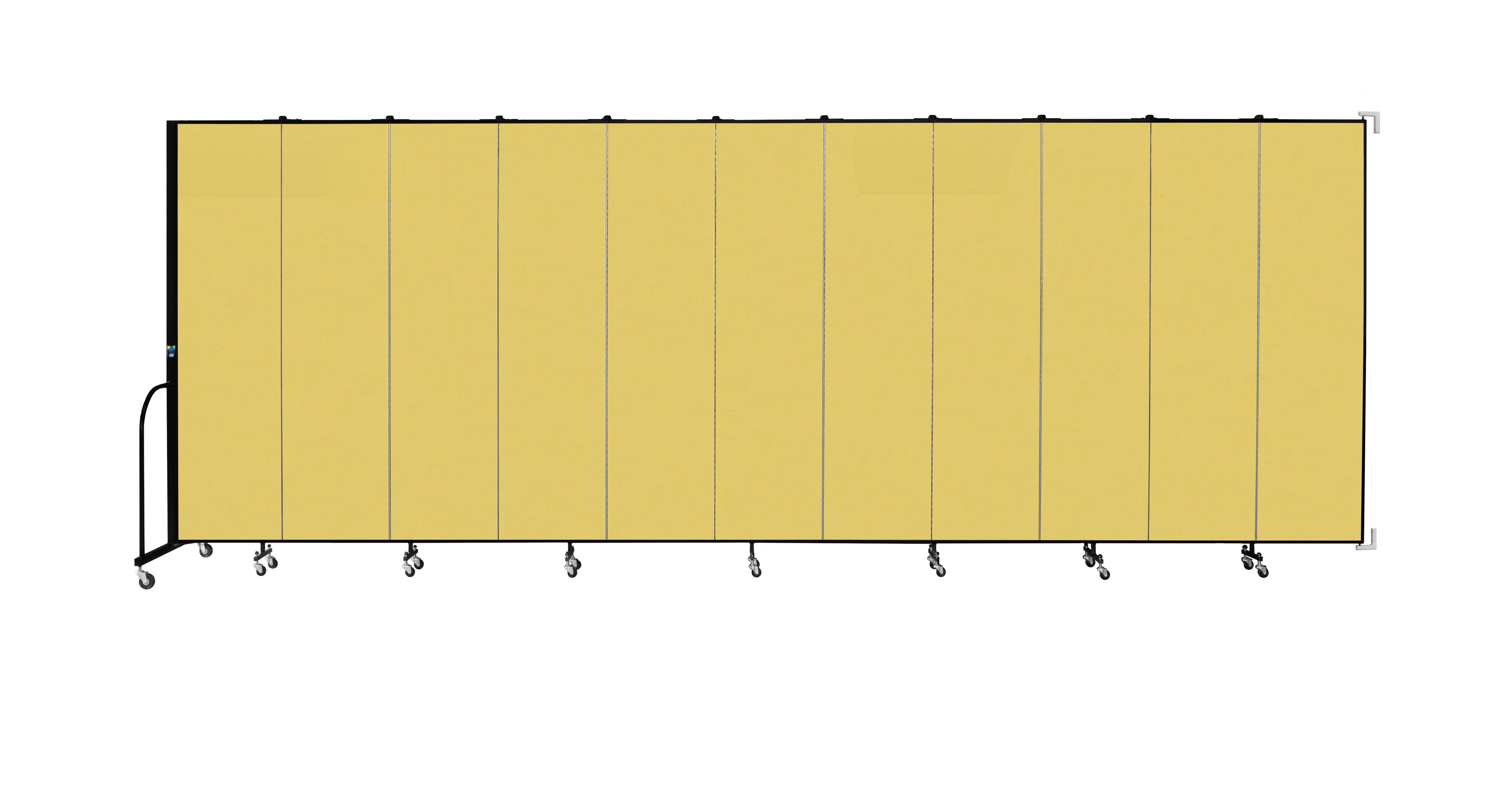 Wallmount Room Divider - 7' 4"H x 20' 2"L - 11 Panel, Primary Yellow, Fabric