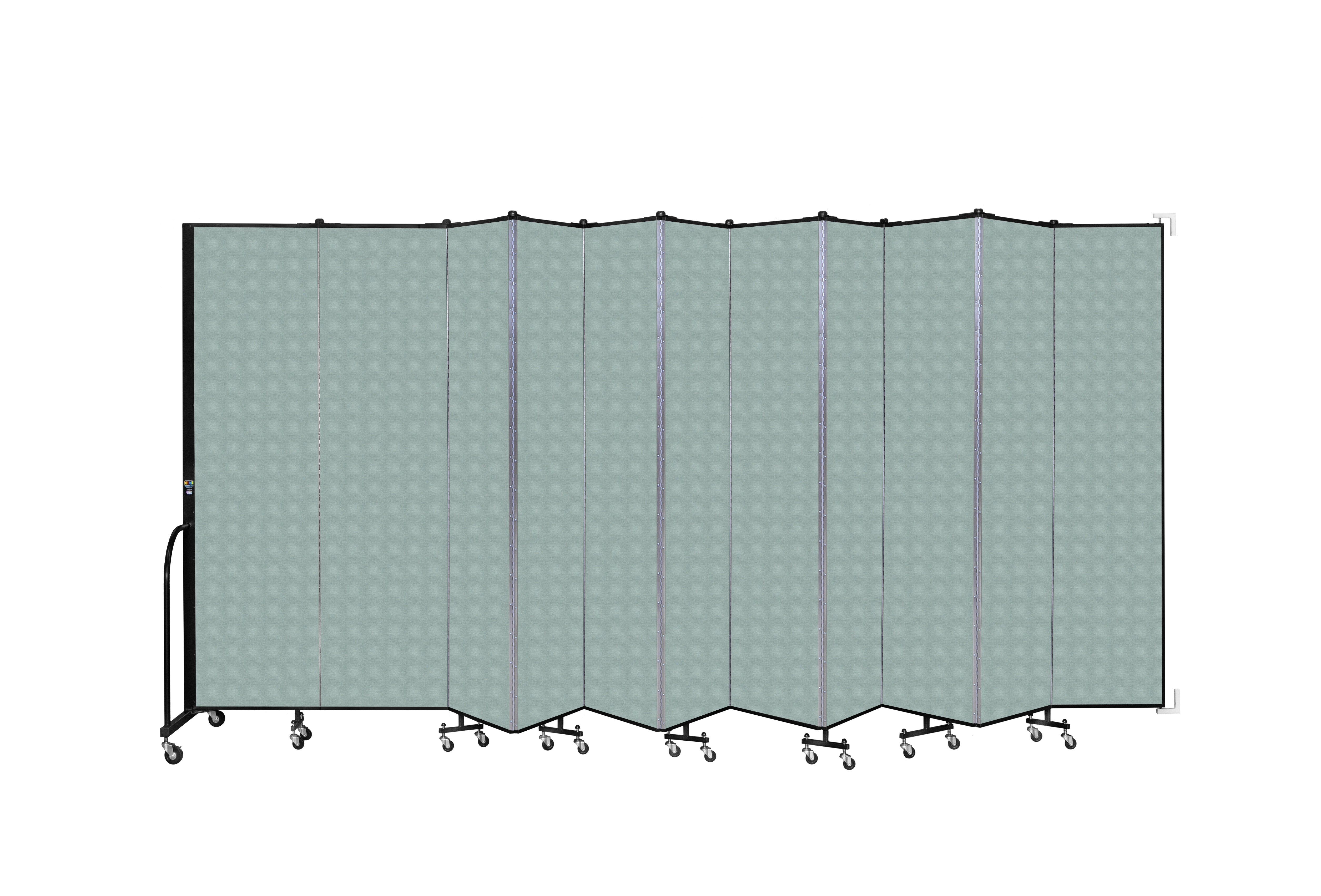 Wallmount Room Divider - 7' 4"H x 20' 2"L - 11 Panel, Sea Green, Fabric