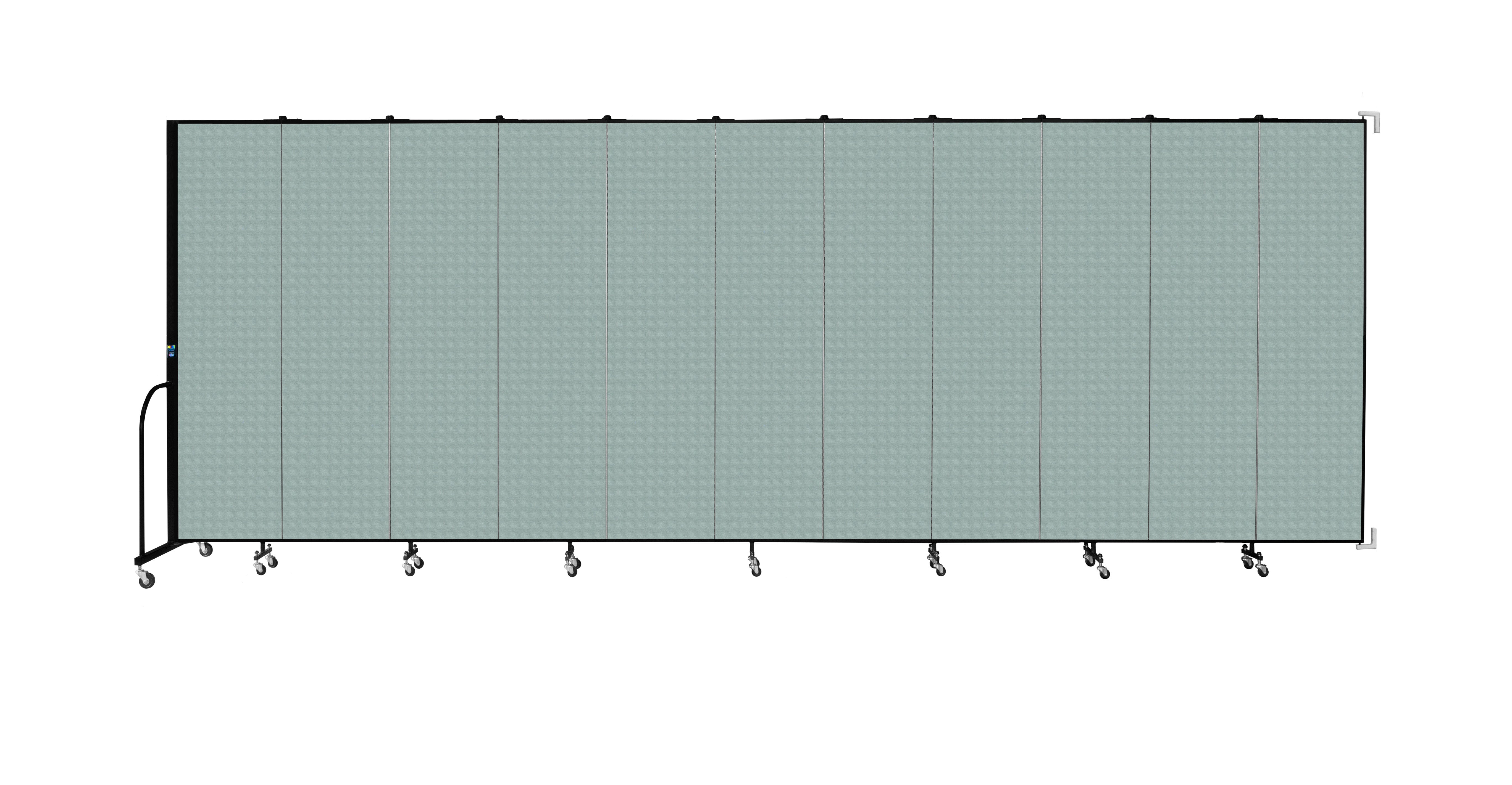 Wallmount Room Divider - 7' 4"H x 20' 2"L - 11 Panel, Sea Green, Fabric