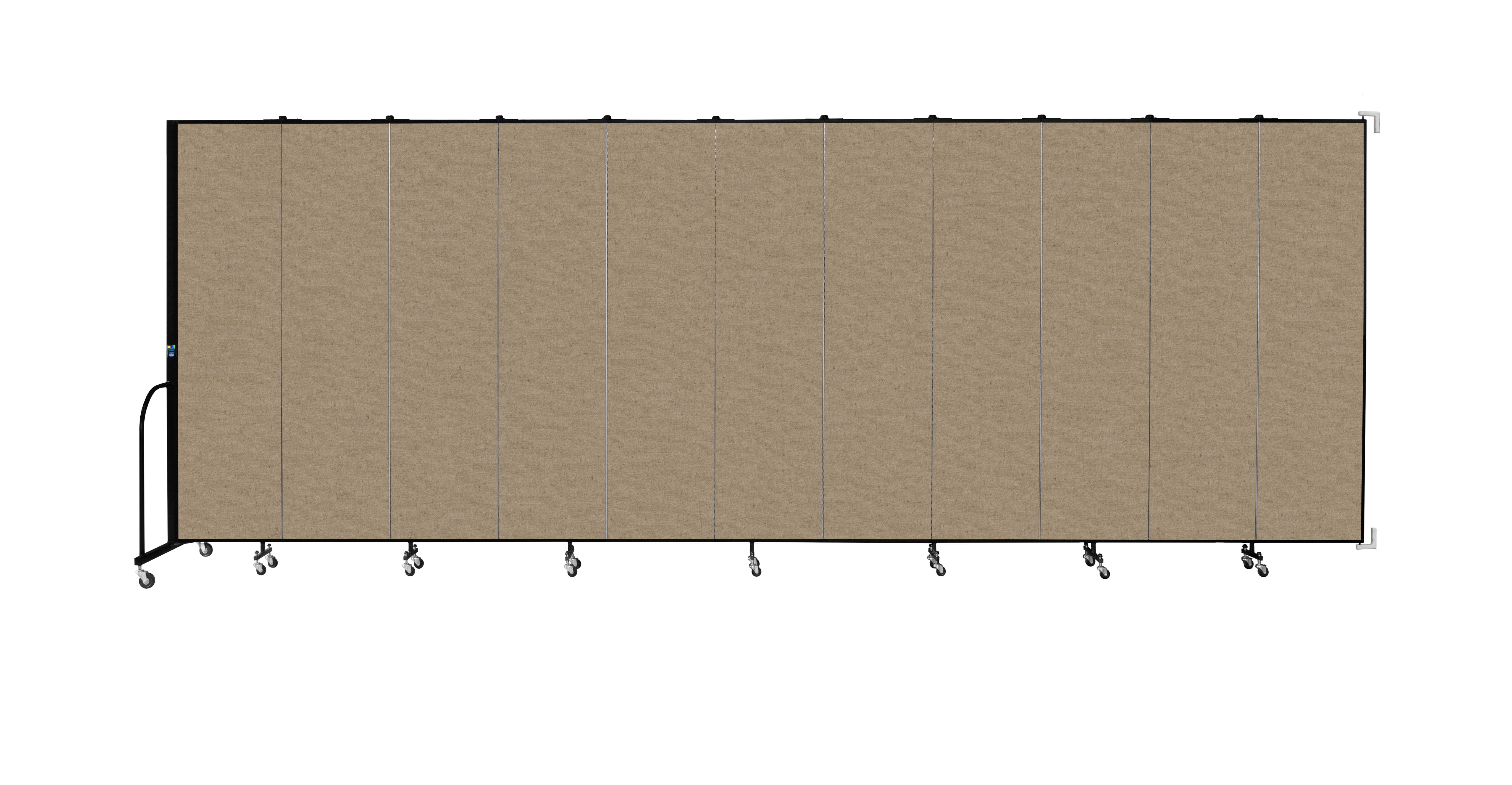 Wallmount Room Divider - 7' 4"H x 20' 2"L - 11 Panel, Sandalwood, Vinyl
