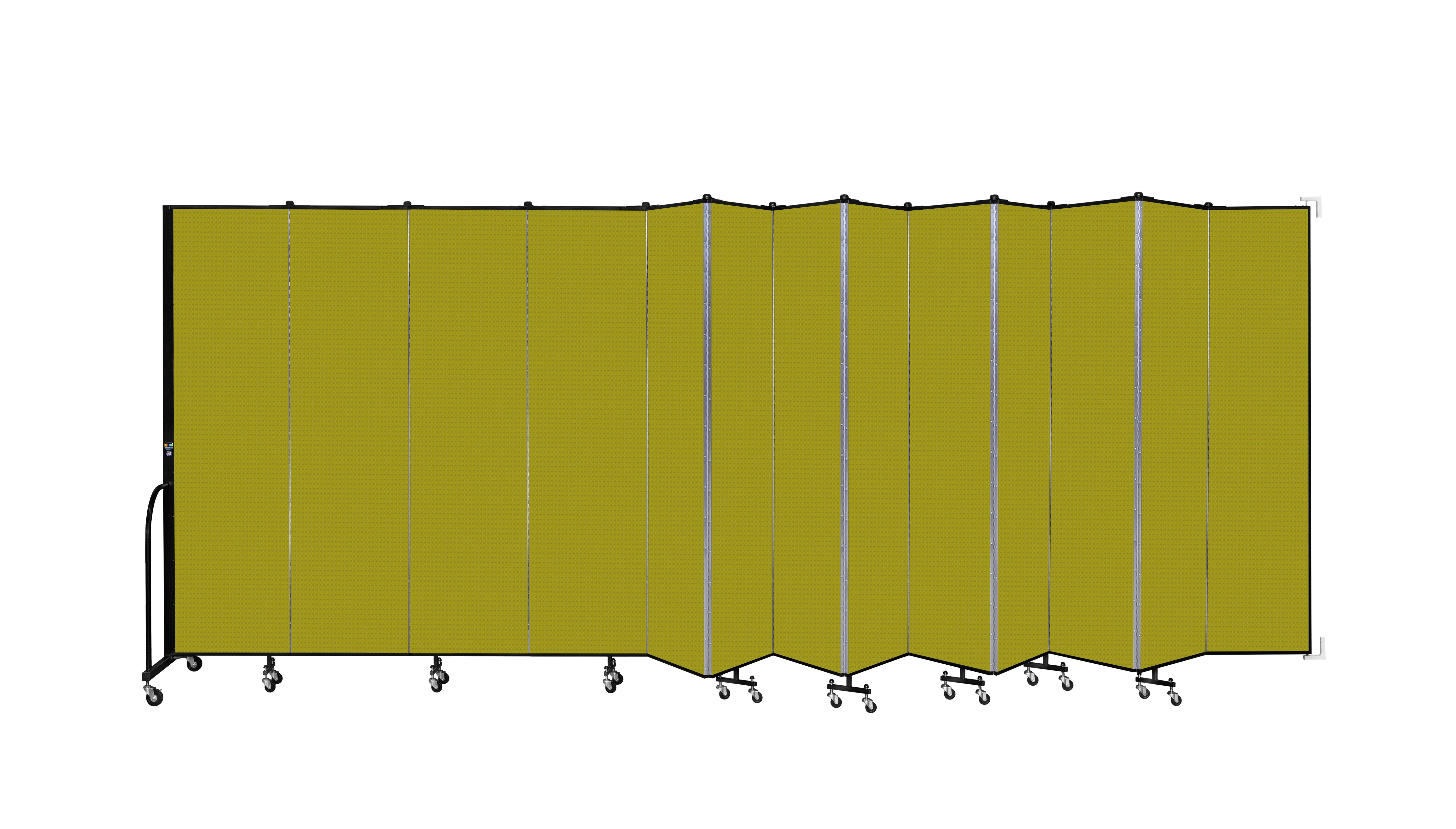 Wallmount Room Divider - 7' 4"H x 23' 10" - 13 Panel, Apple Green, Fabric