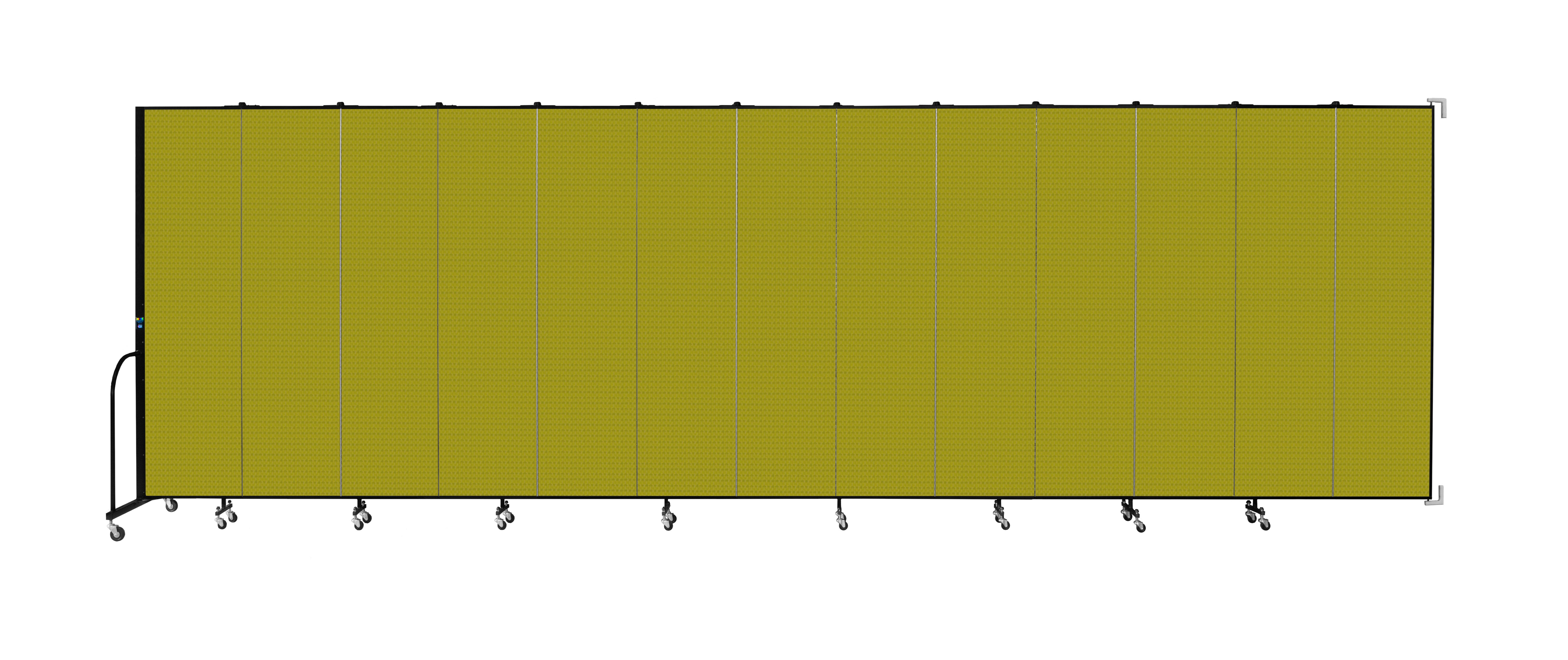 Wallmount Room Divider - 7' 4"H x 23' 10" - 13 Panel, Apple Green, Fabric