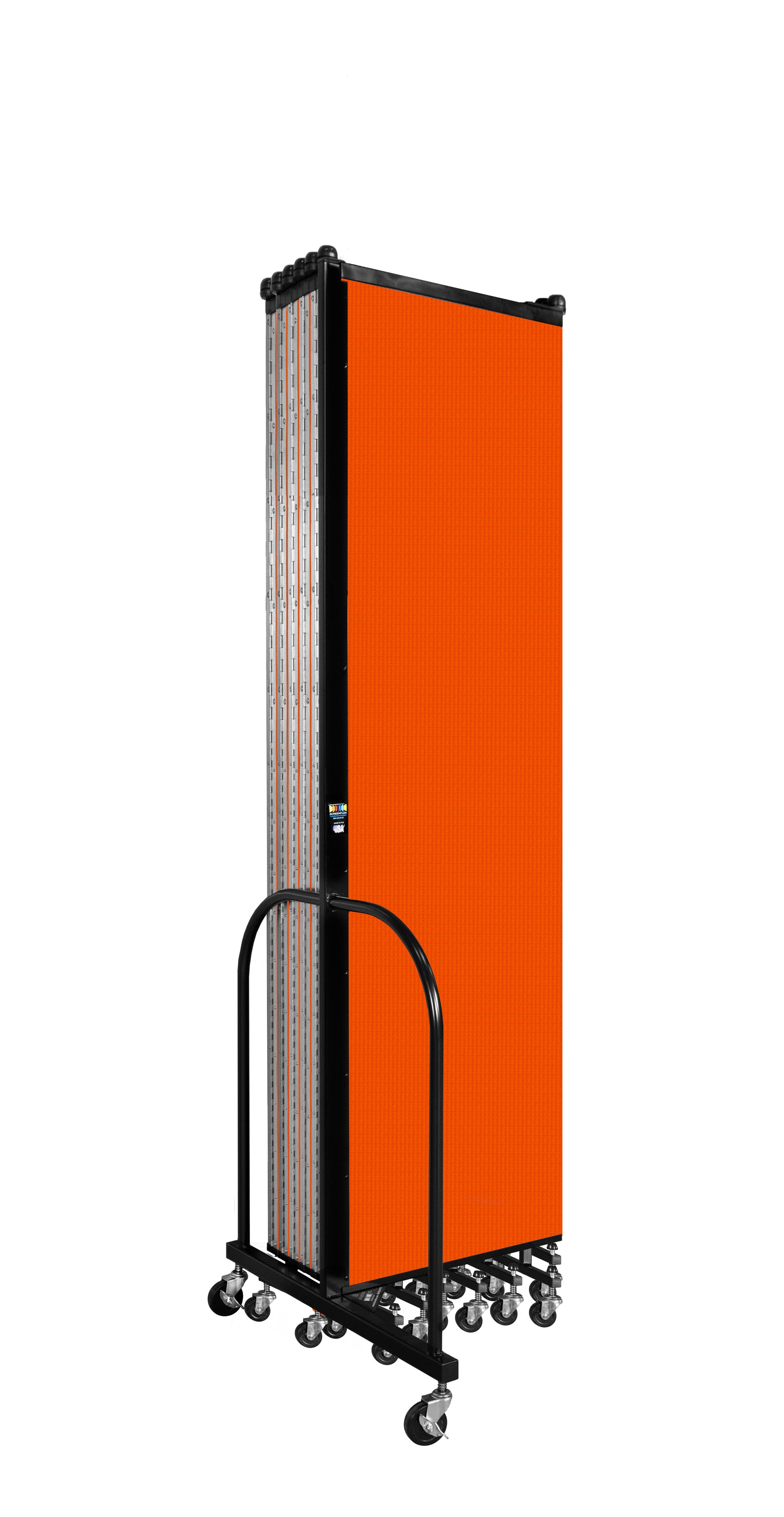 Wallmount Room Divider - 7' 4"H x 23' 10" - 13 Panel, Orange, Fabric