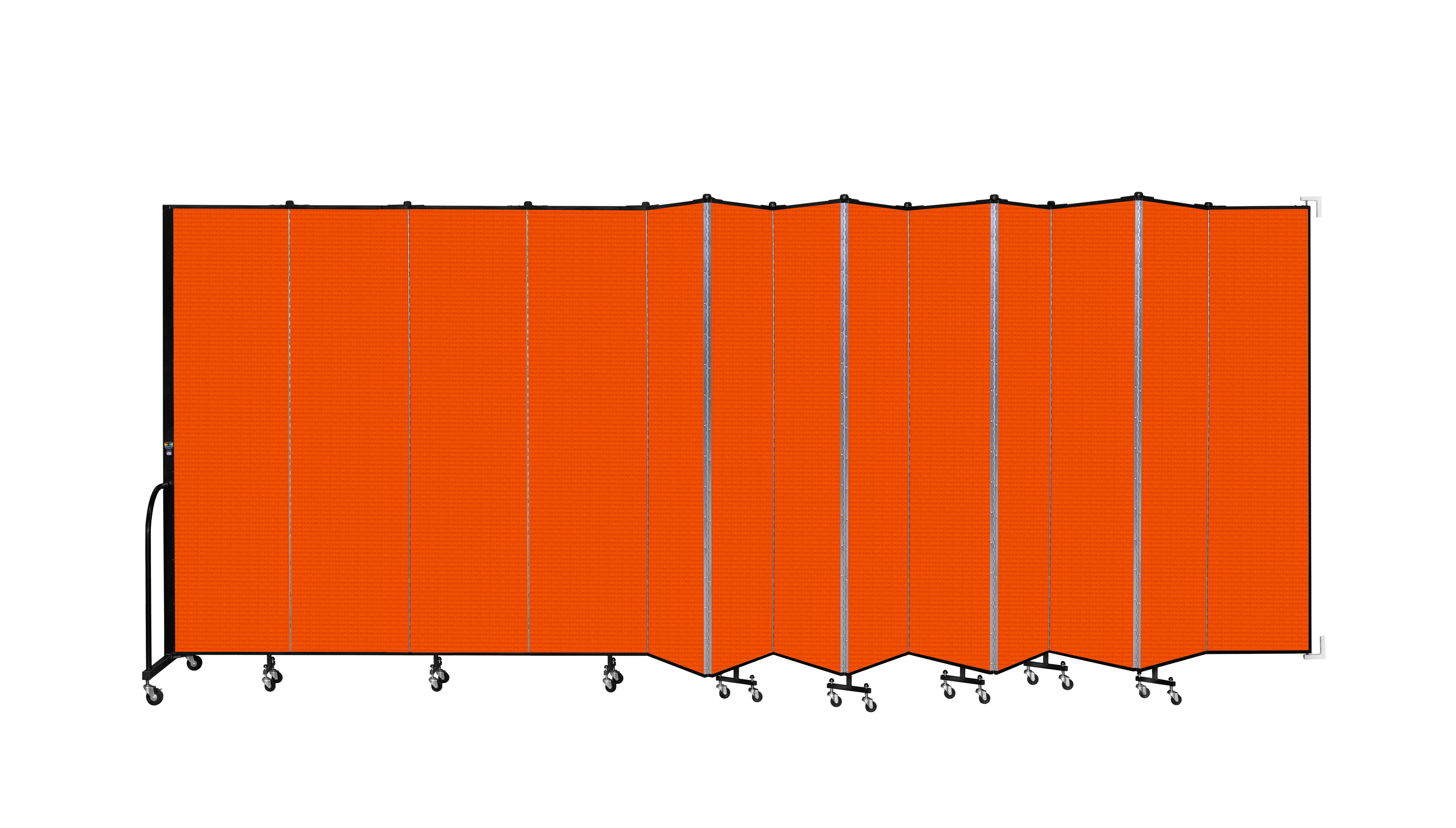 Wallmount Room Divider - 7' 4"H x 23' 10" - 13 Panel, Orange, Fabric