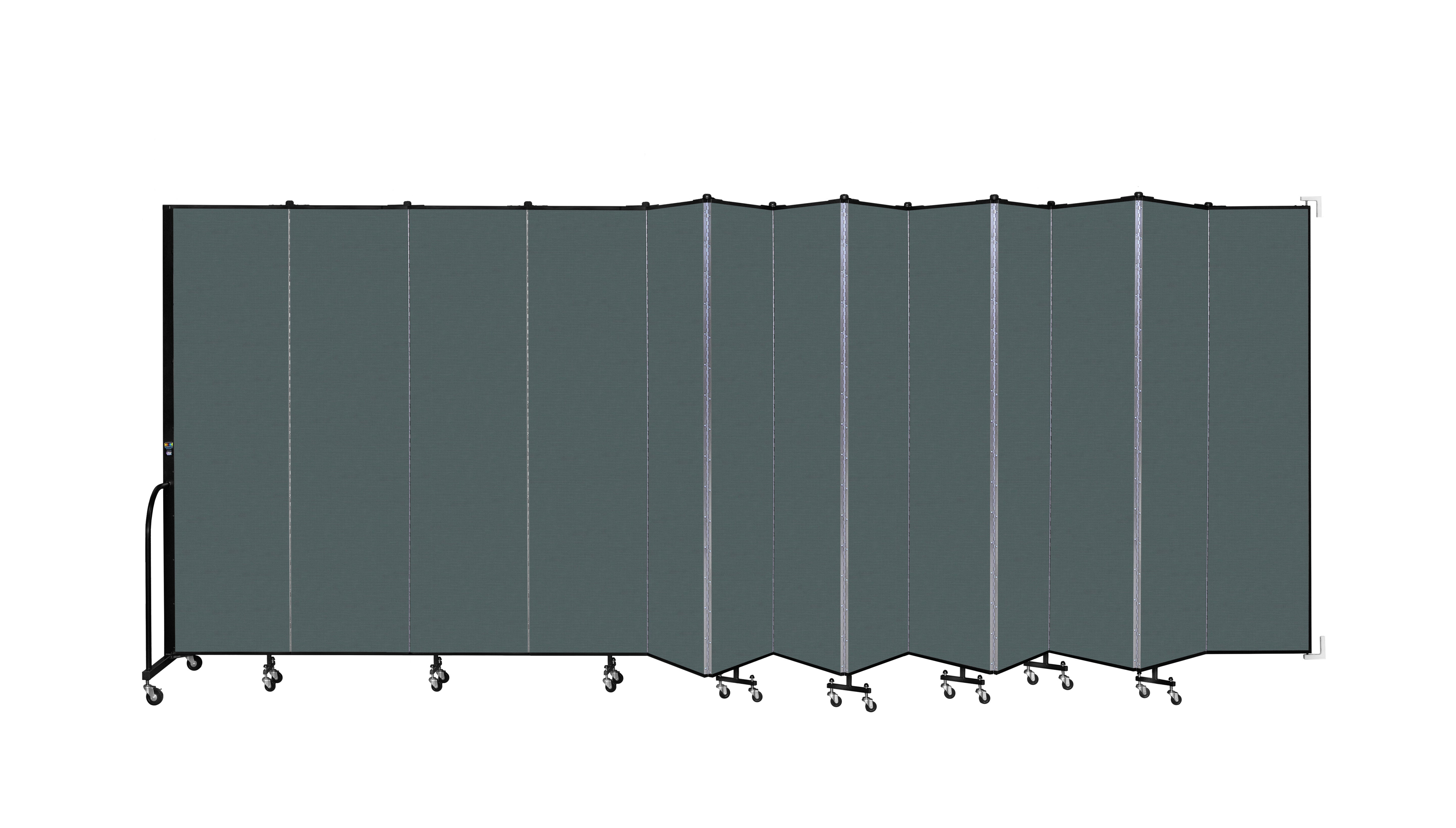 Wallmount Room Divider - 7' 4"H x 23' 10" - 13 Panel, Mallard, Fabric