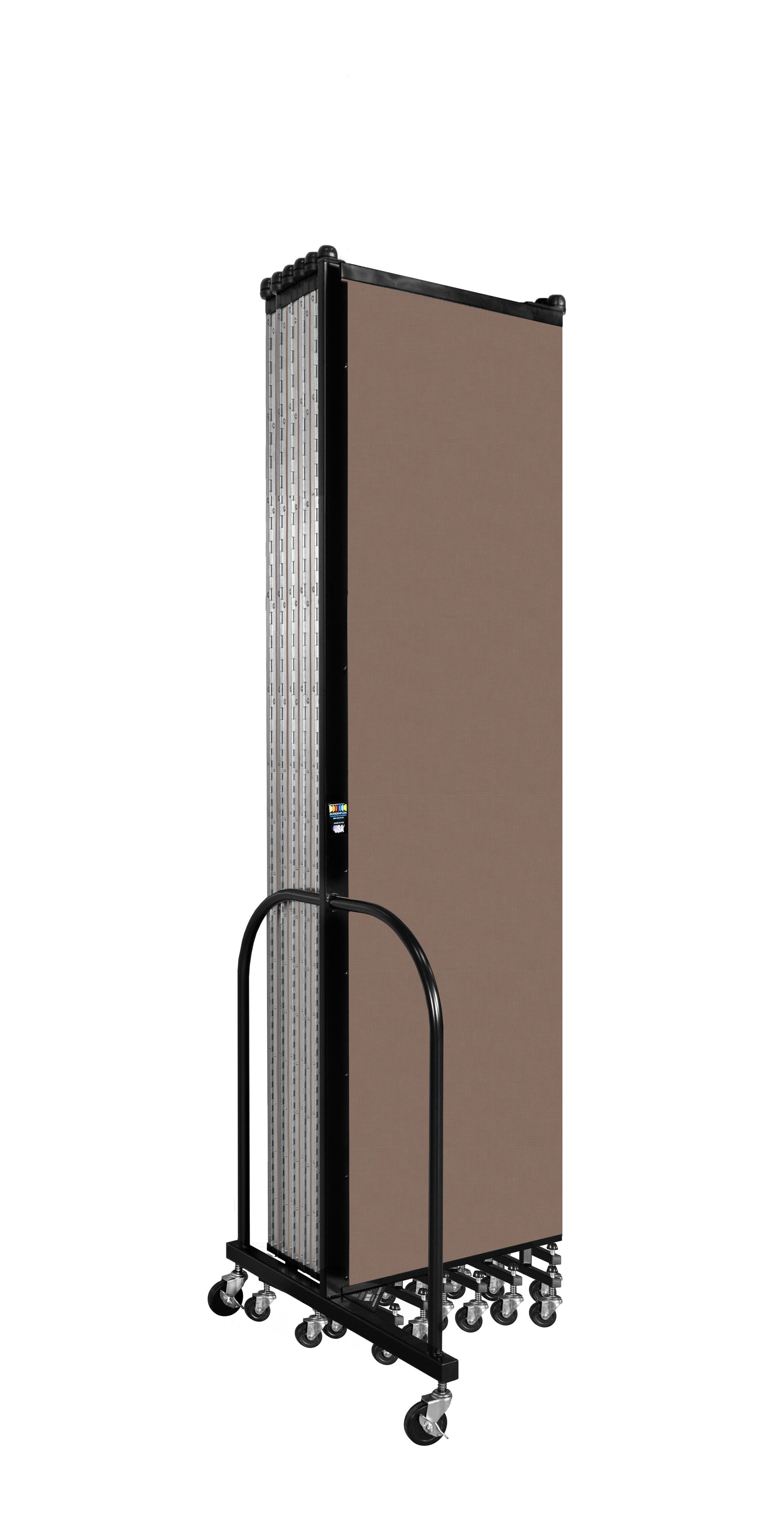 Wallmount Room Divider - 7' 4"H x 23' 10" - 13 Panel, Walnut, Fabric