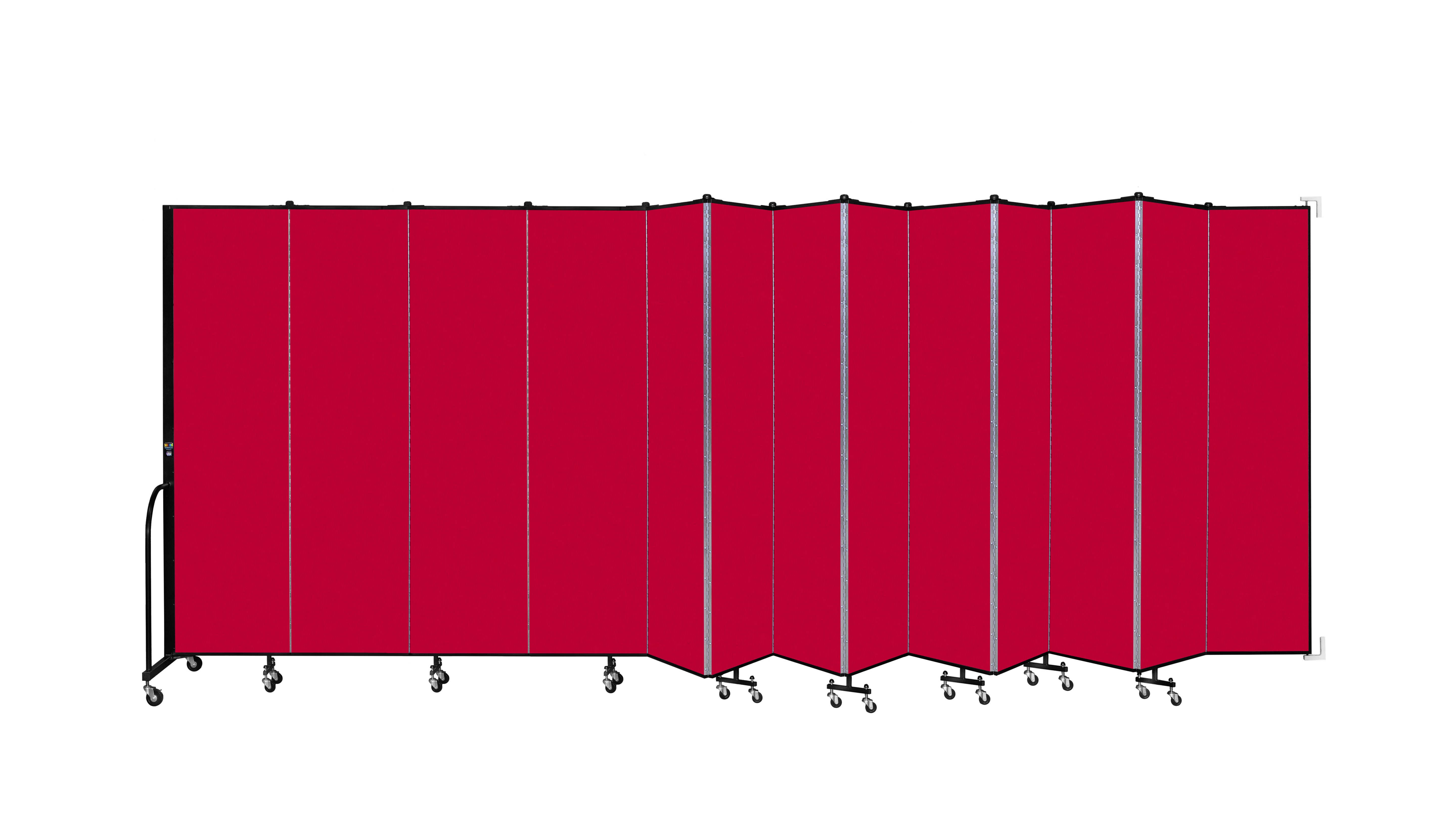 Wallmount Room Divider - 7' 4"H x 23' 10" - 13 Panel, Primary Red, Fabric
