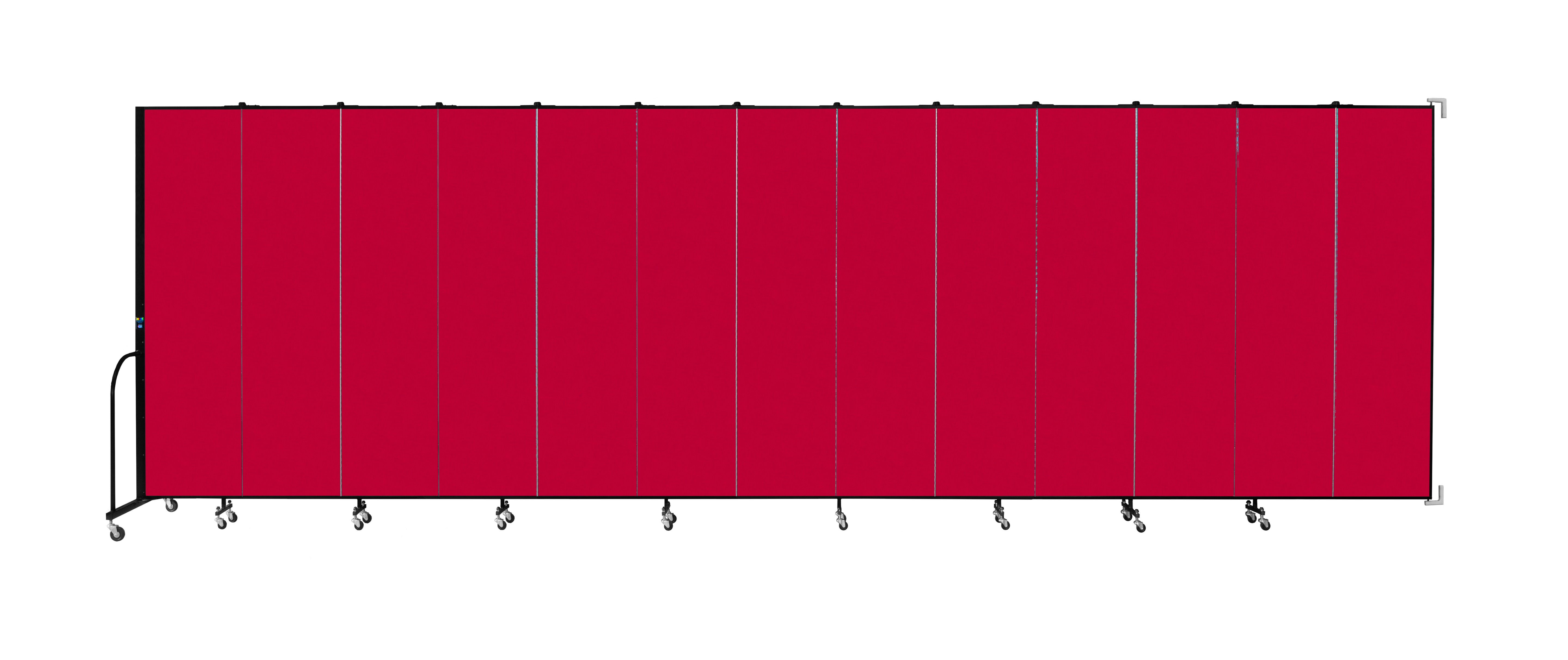Wallmount Room Divider - 7' 4"H x 23' 10" - 13 Panel, Primary Red, Fabric