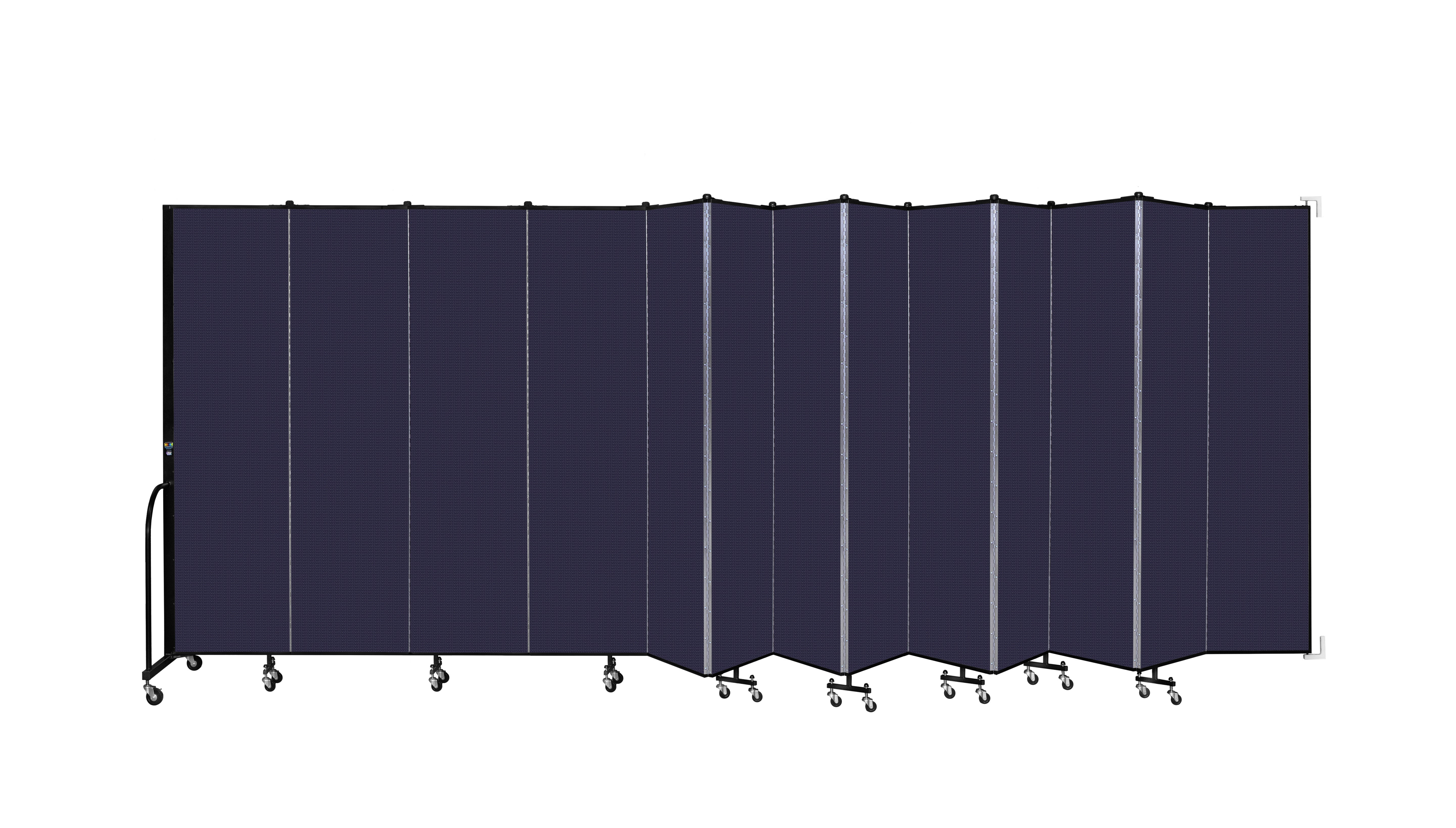 Wallmount Room Divider - 7' 4"H x 23' 10" - 13 Panel, Navy, Fabric
