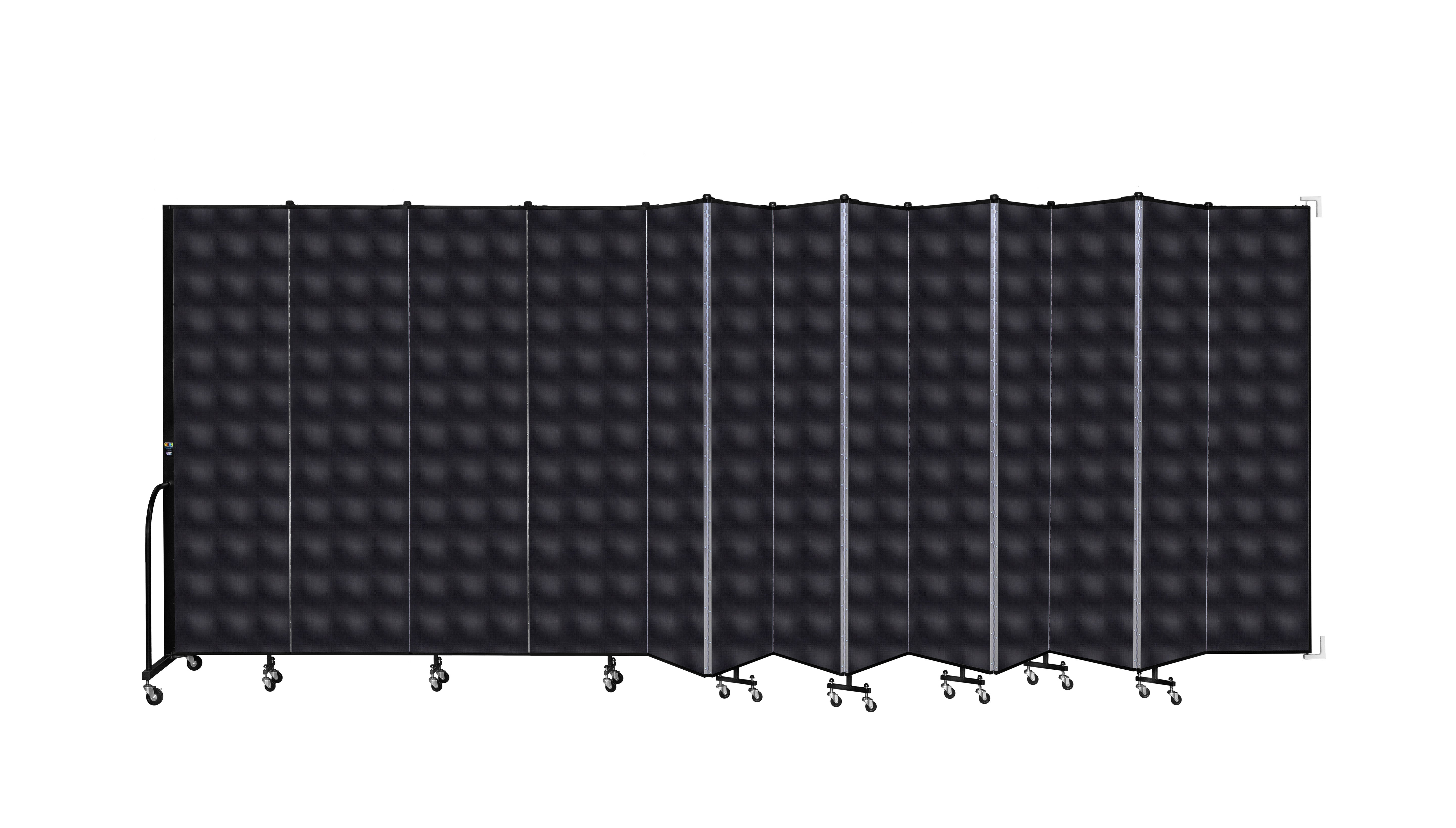 Wallmount Room Divider - 7' 4"H x 23' 10" - 13 Panel, Black, Fabric
