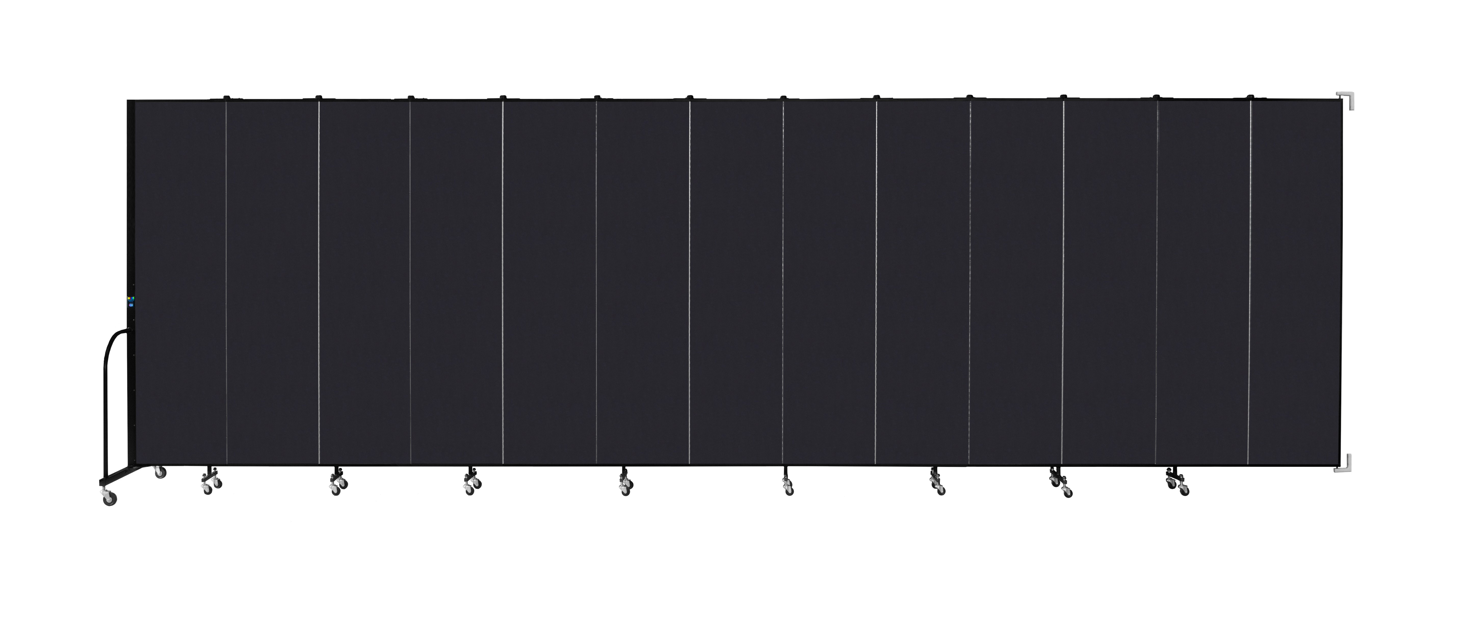 Wallmount Room Divider - 7' 4"H x 23' 10" - 13 Panel, Black, Fabric
