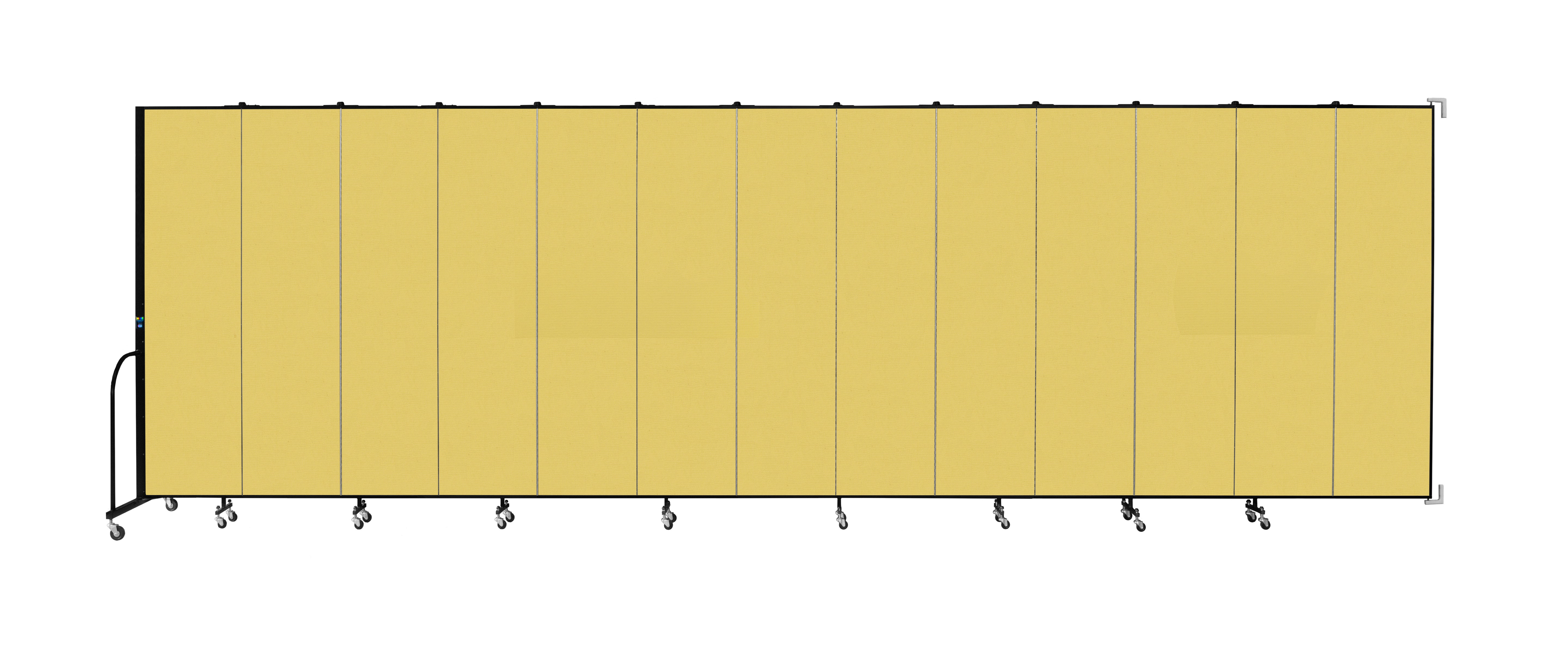 Wallmount Room Divider - 7' 4"H x 23' 10" - 13 Panel, Primary Yellow, Fabric