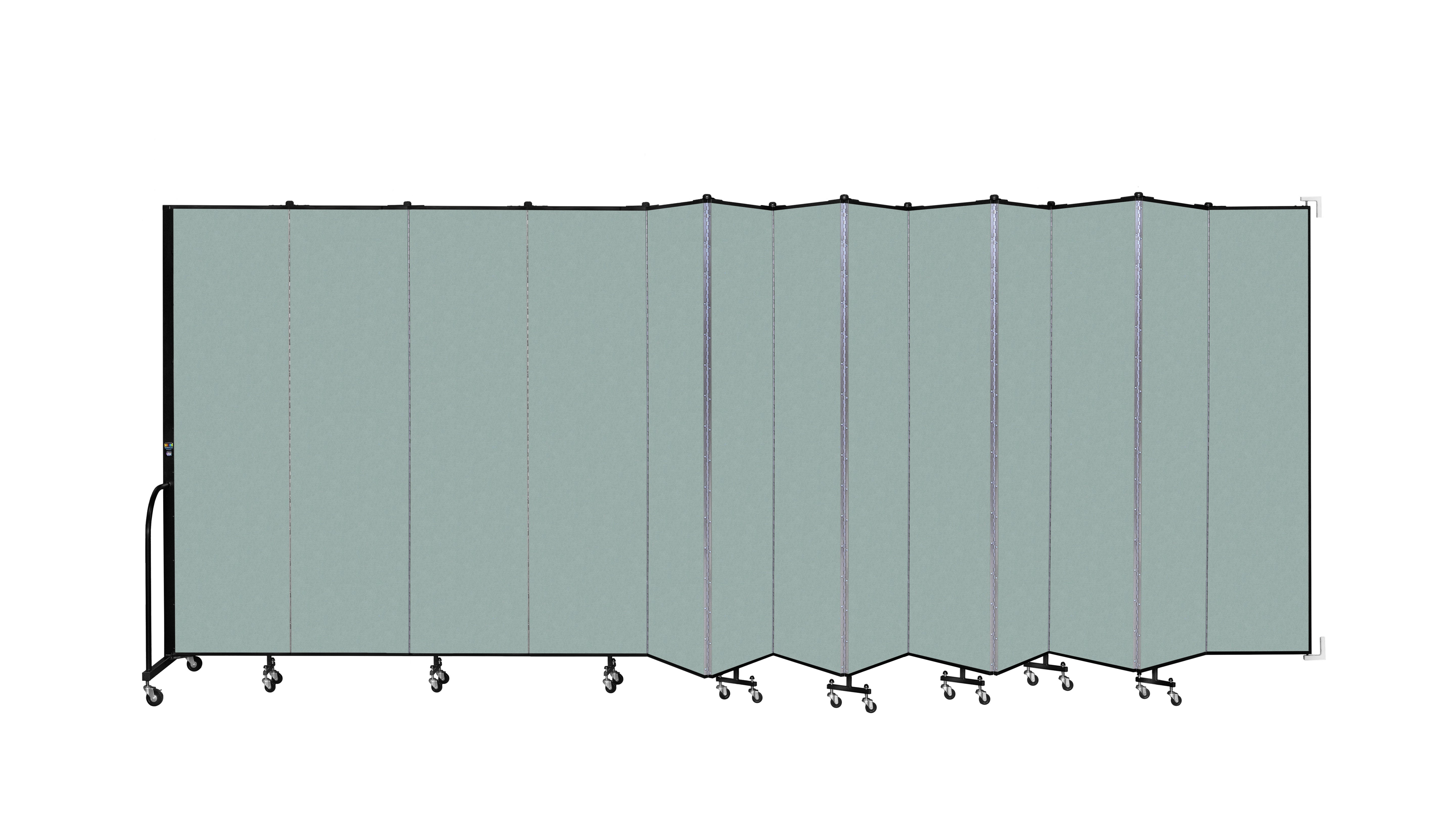 Wallmount Room Divider - 7' 4"H x 23' 10" - 13 Panel, Sea Green, Fabric