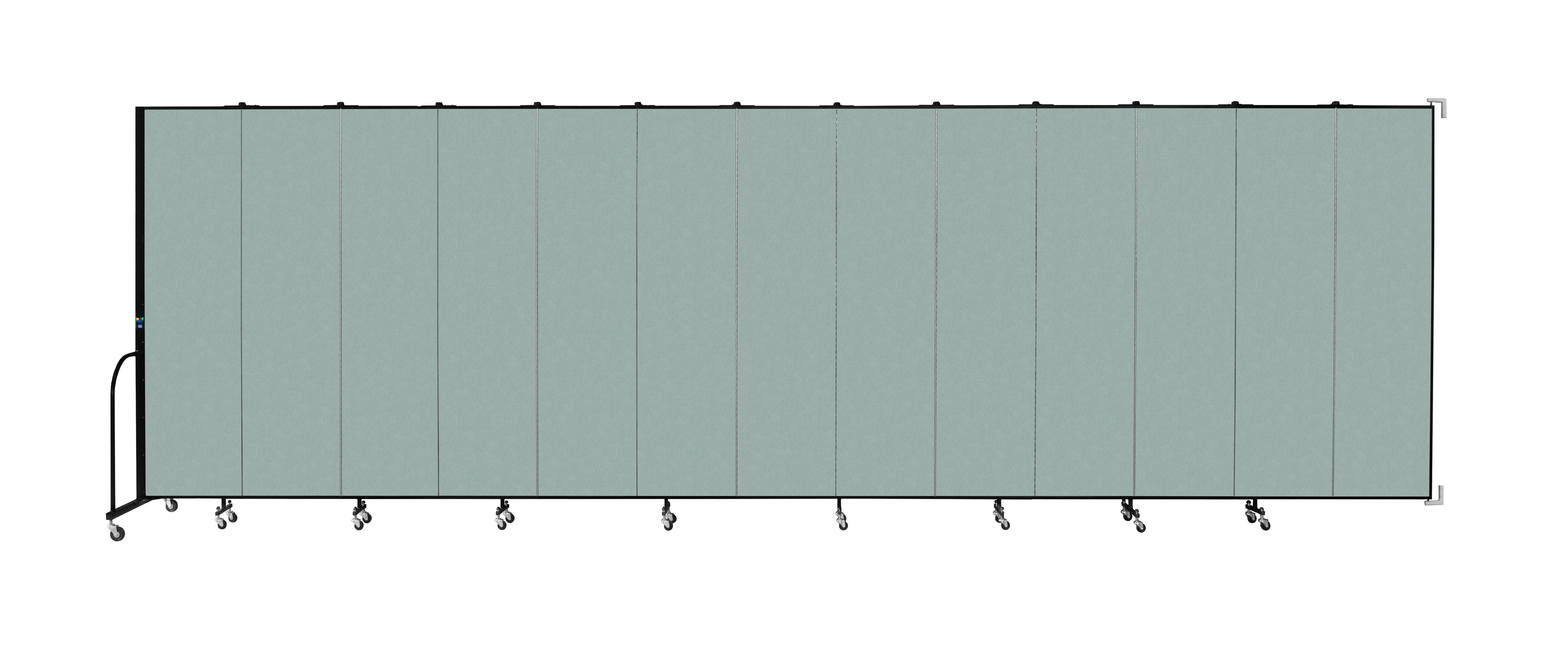 Wallmount Room Divider - 7' 4"H x 23' 10" - 13 Panel, Sea Green, Fabric