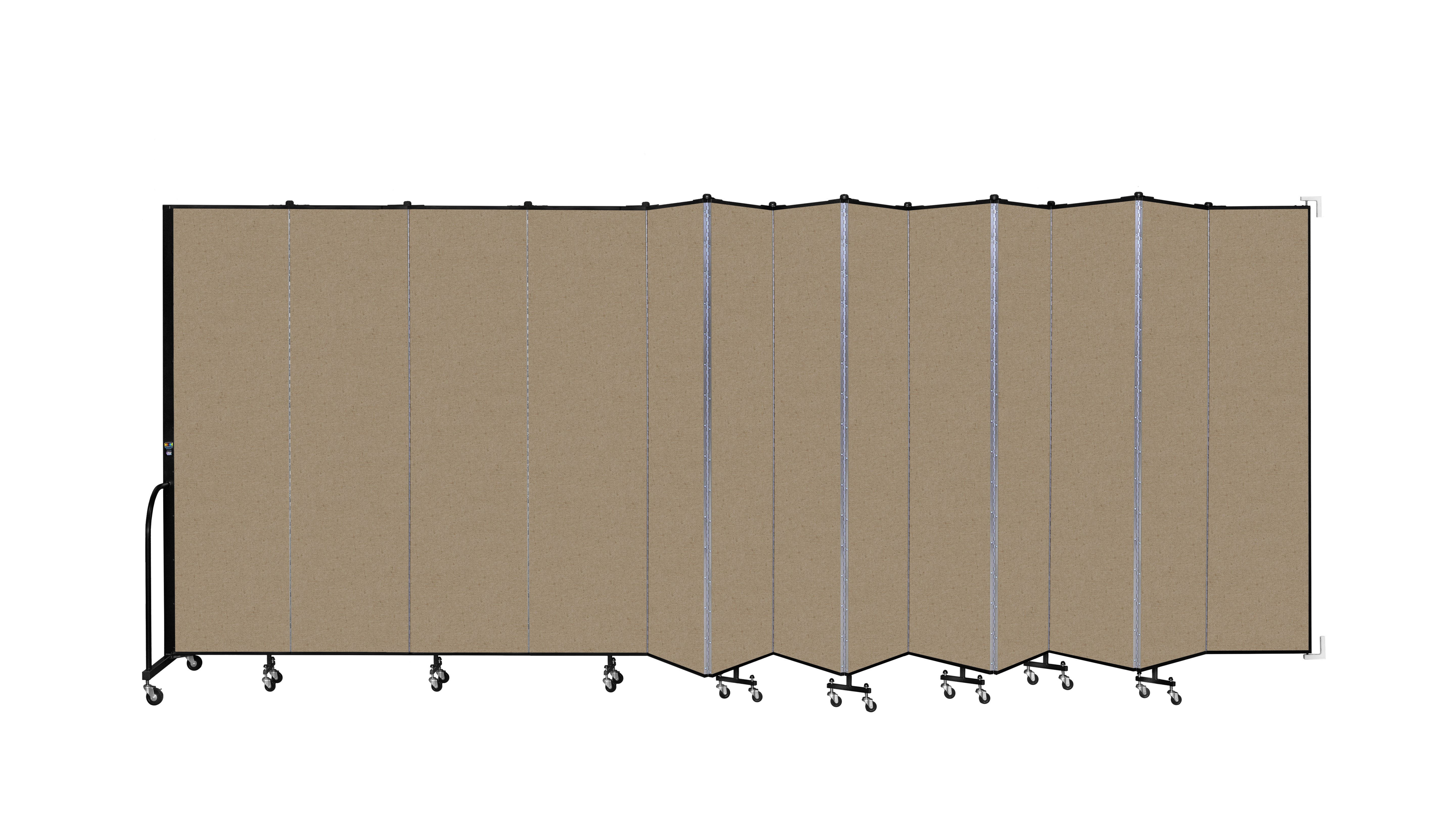 Wallmount Room Divider - 7' 4"H x 23' 10" - 13 Panel, Sandalwood, Vinyl
