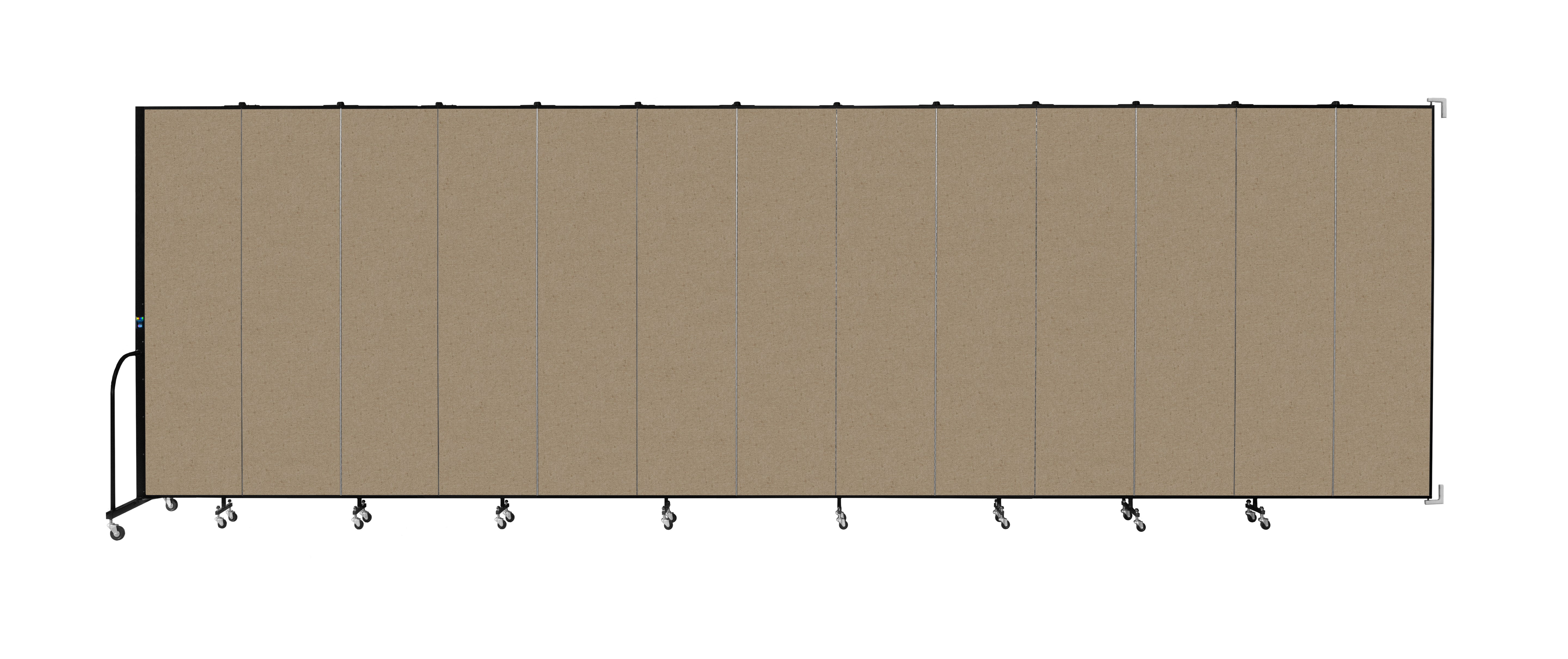 Wallmount Room Divider - 7' 4"H x 23' 10" - 13 Panel, Sandalwood, Vinyl