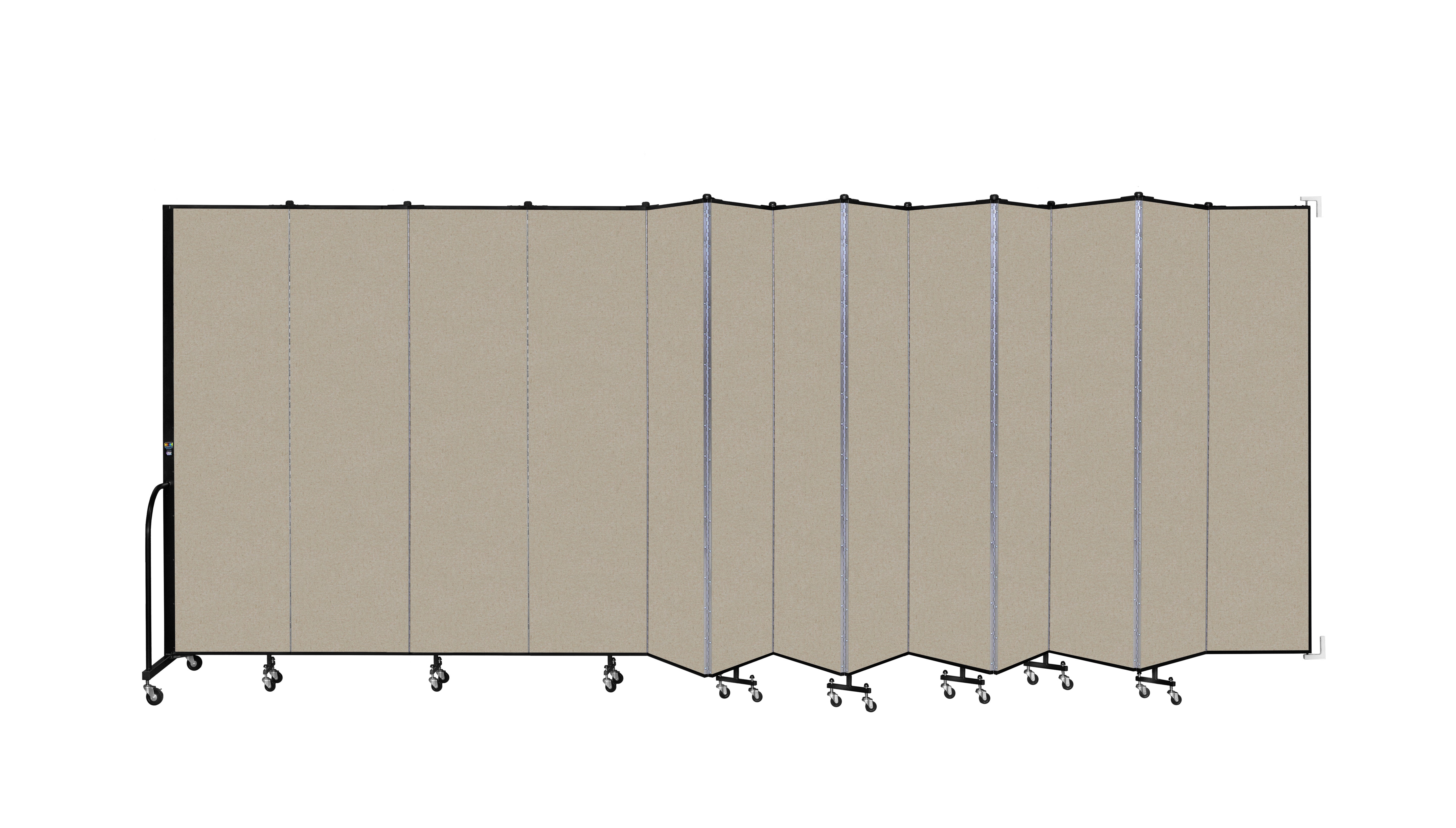 Wallmount Room Divider - 7' 4"H x 23' 10" - 13 Panel, Hazelnut, Vinyl