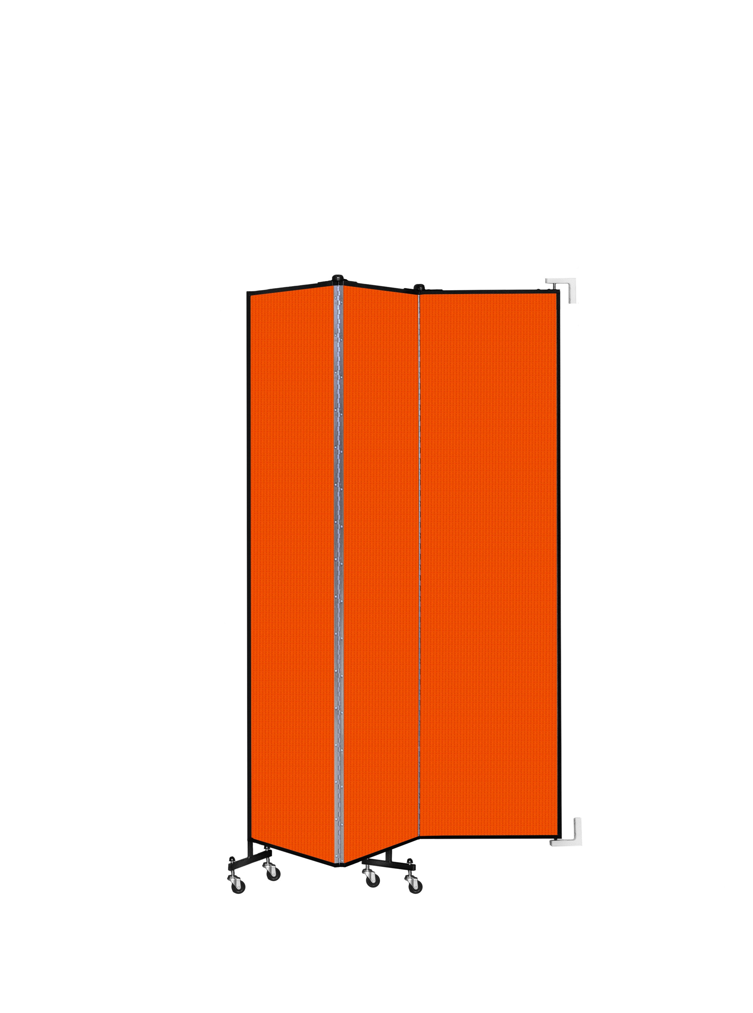 Wallmount Room Divider - 7' 4"H x 5' 6"L - 3 Panel, Orange, Fabric