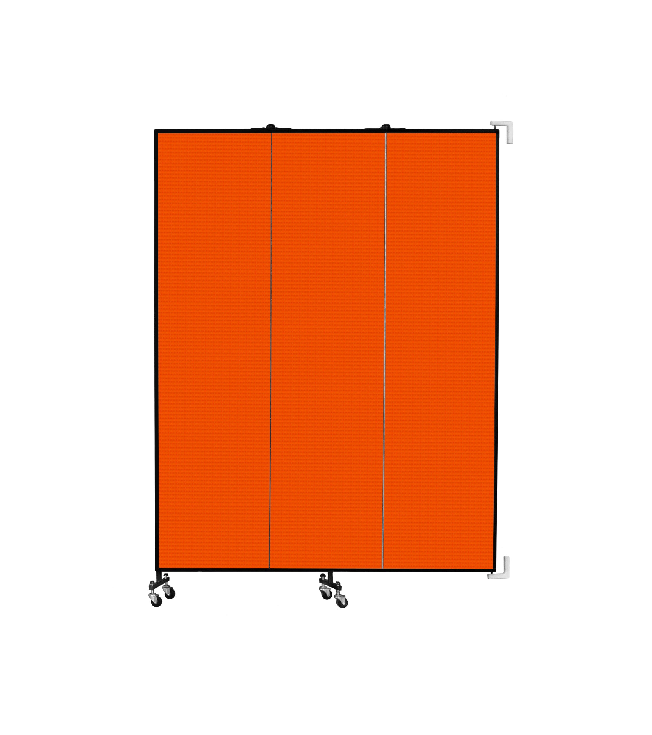 Wallmount Room Divider - 7' 4"H x 5' 6"L - 3 Panel, Orange, Fabric