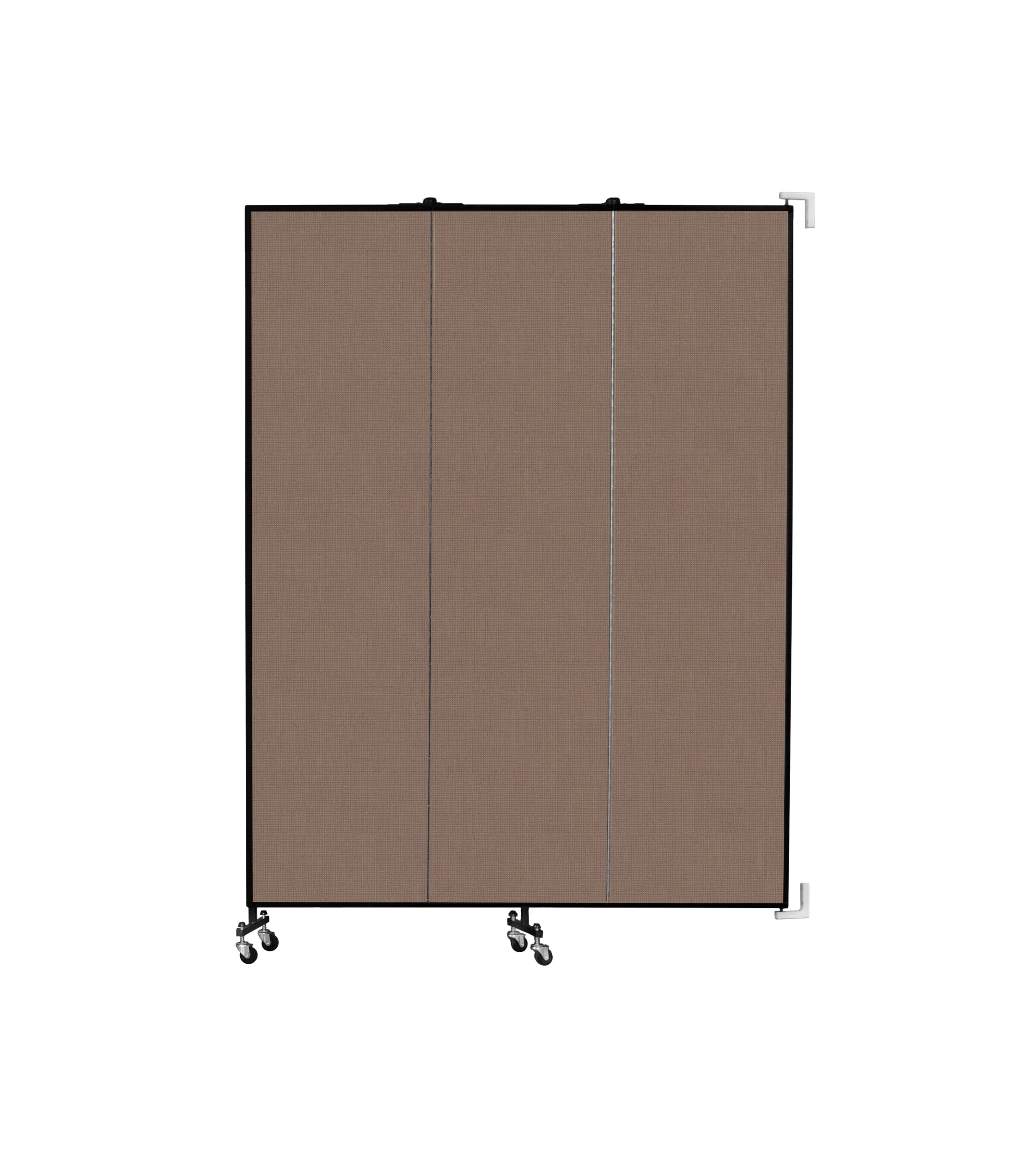 Wallmount Room Divider - 7' 4"H x 5' 6"L - 3 Panel, Walnut, Fabric