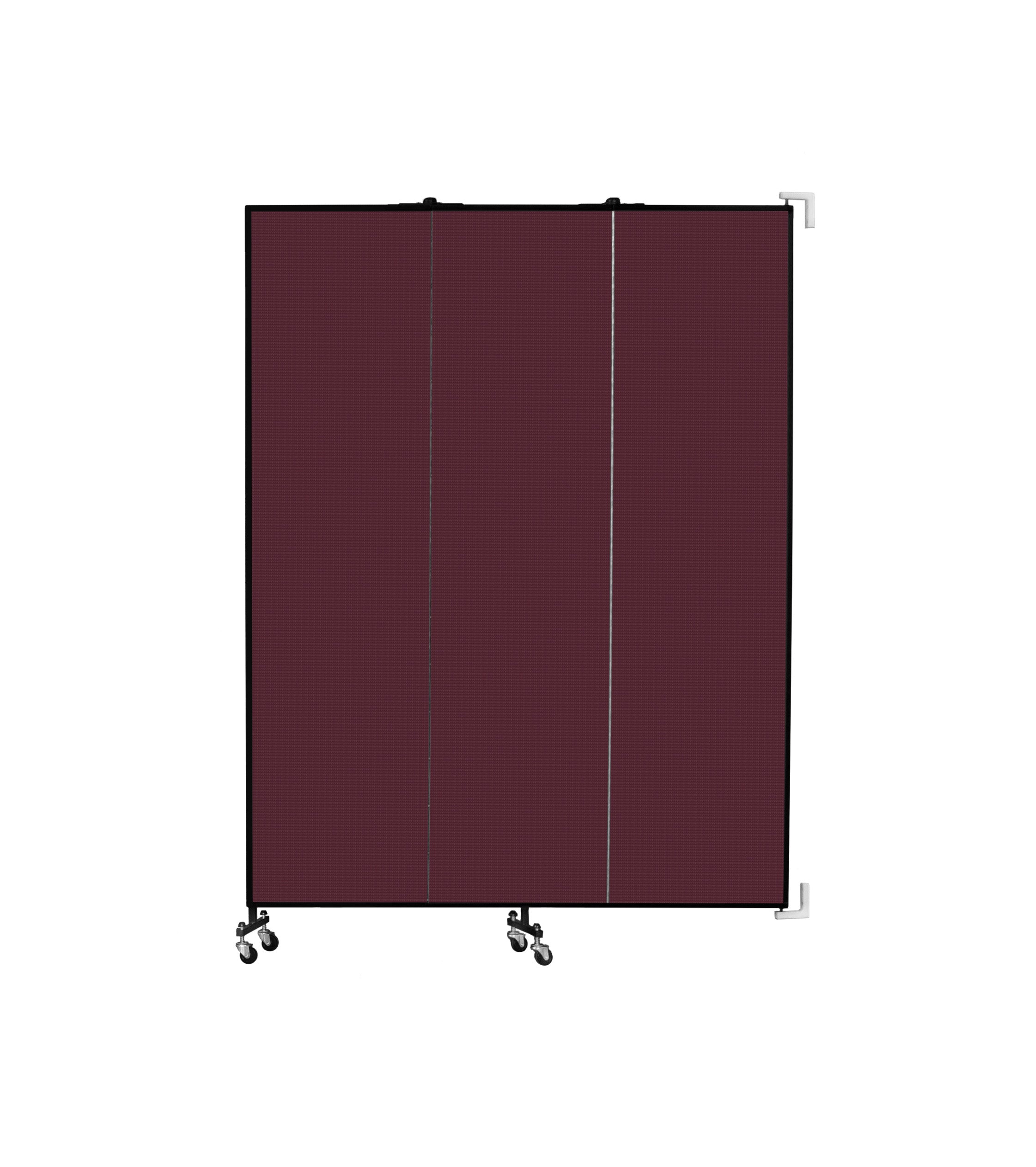 Wallmount Room Divider - 7' 4"H x 5' 6"L - 3 Panel, Purple, Fabric