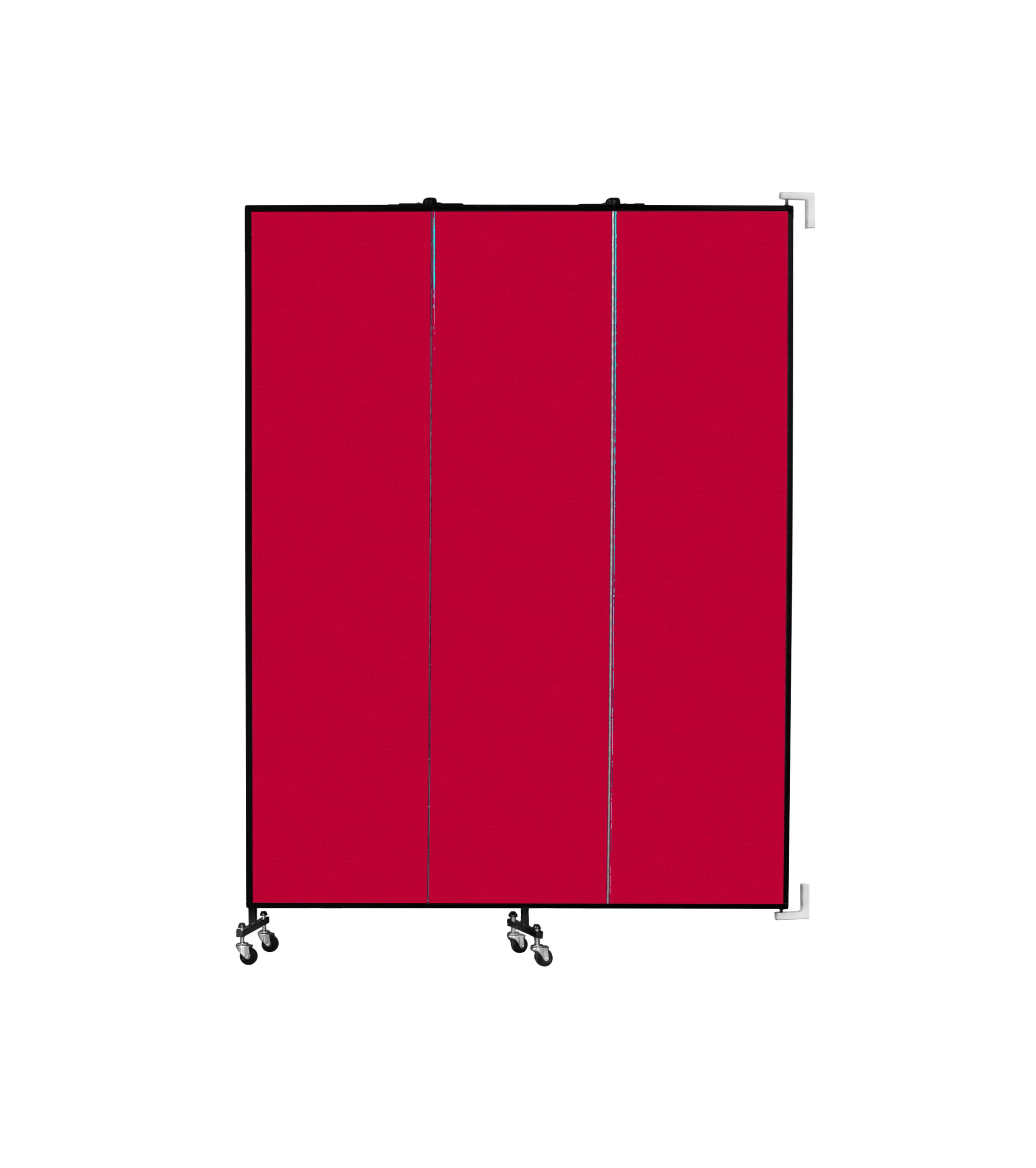 Wallmount Room Divider - 7' 4"H x 5' 6"L - 3 Panel, Primary Red, Fabric