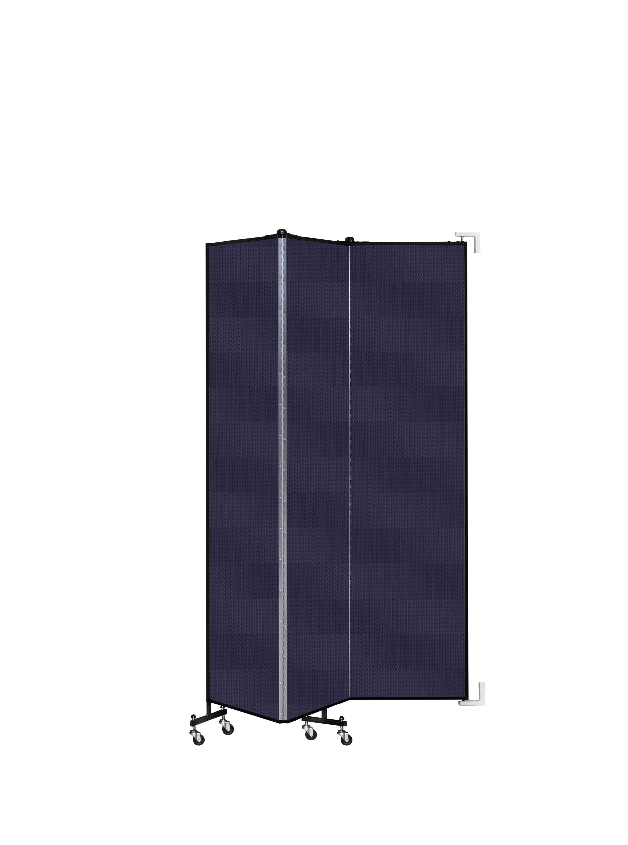 Wallmount Room Divider - 7' 4"H x 5' 6"L - 3 Panel, Navy, Fabric